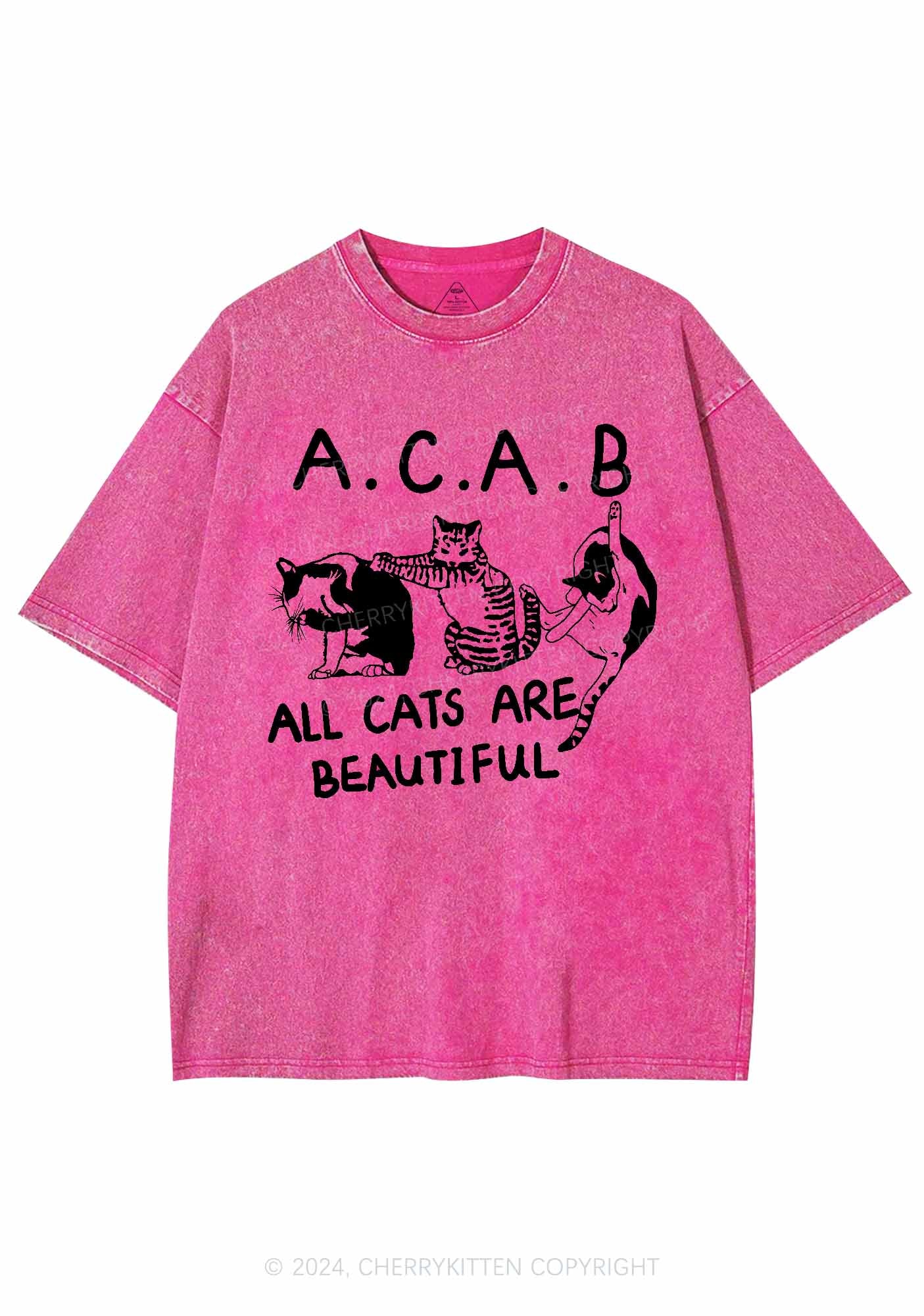 ACAB Cats Y2K Washed Tee Cherrykitten - Image 5