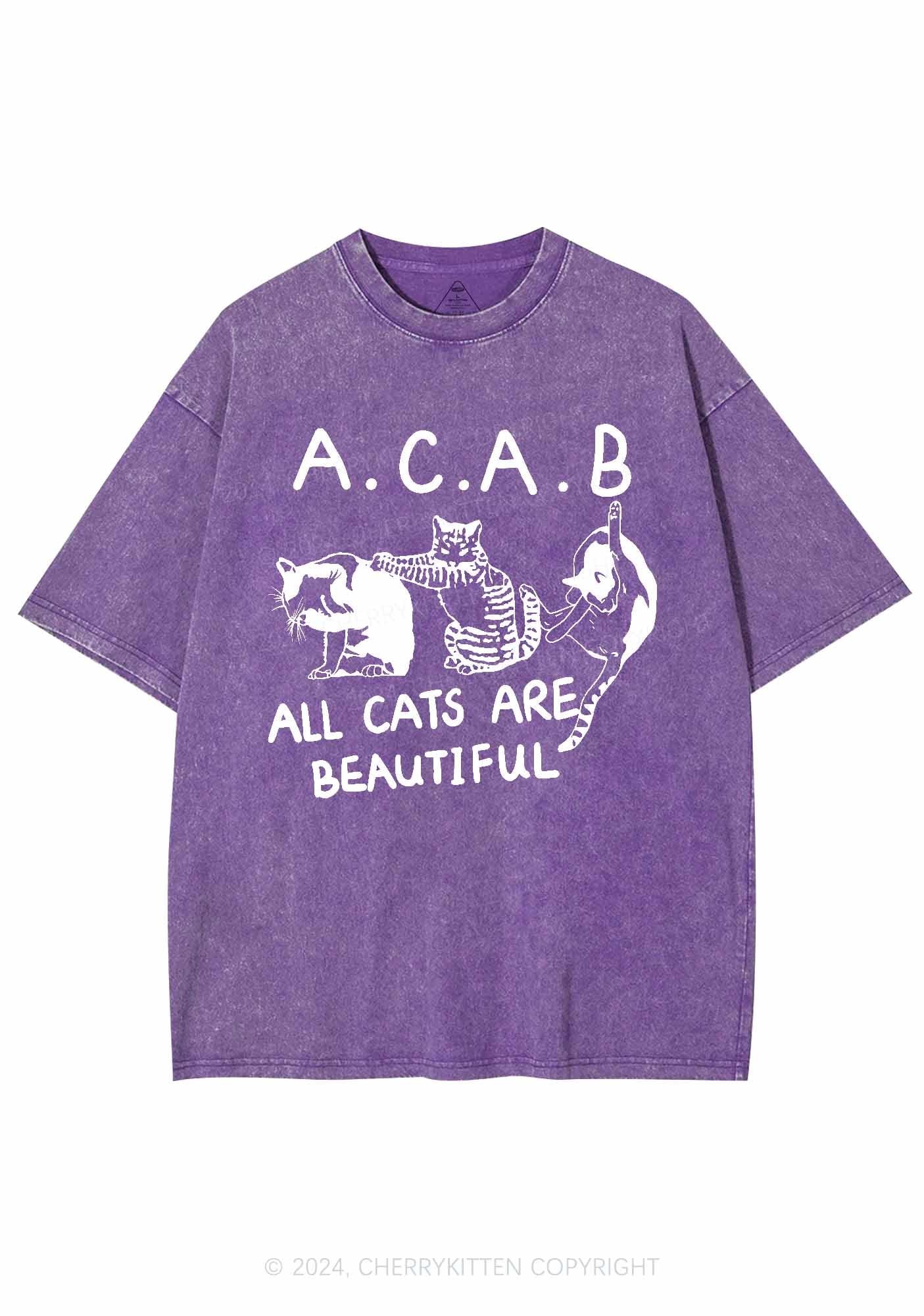 ACAB Cats Y2K Washed Tee Cherrykitten - Image 6