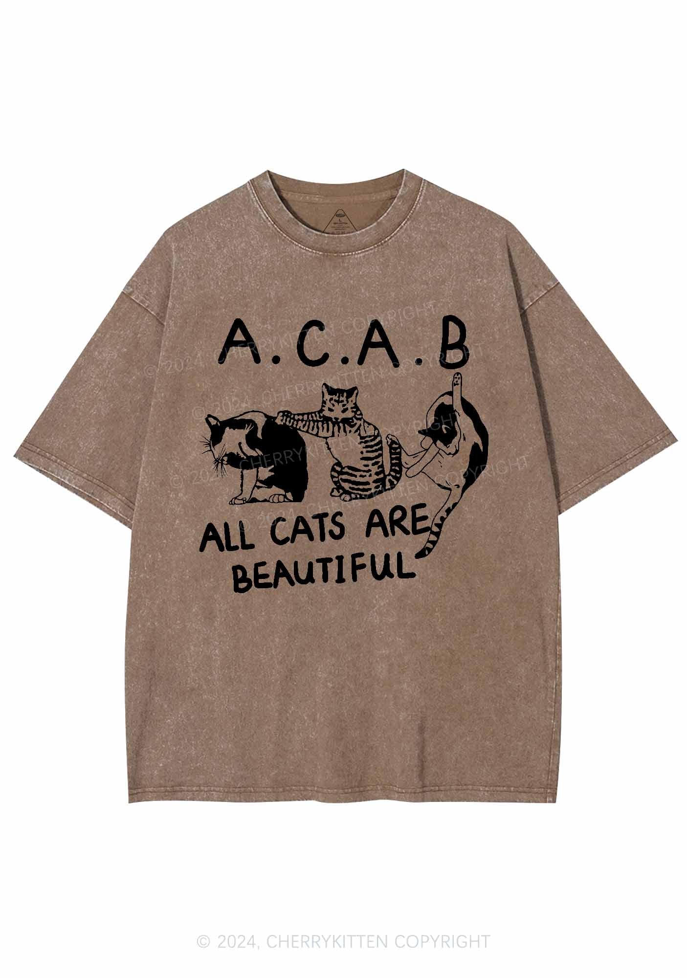 ACAB Cats Y2K Washed Tee Cherrykitten - Image 8