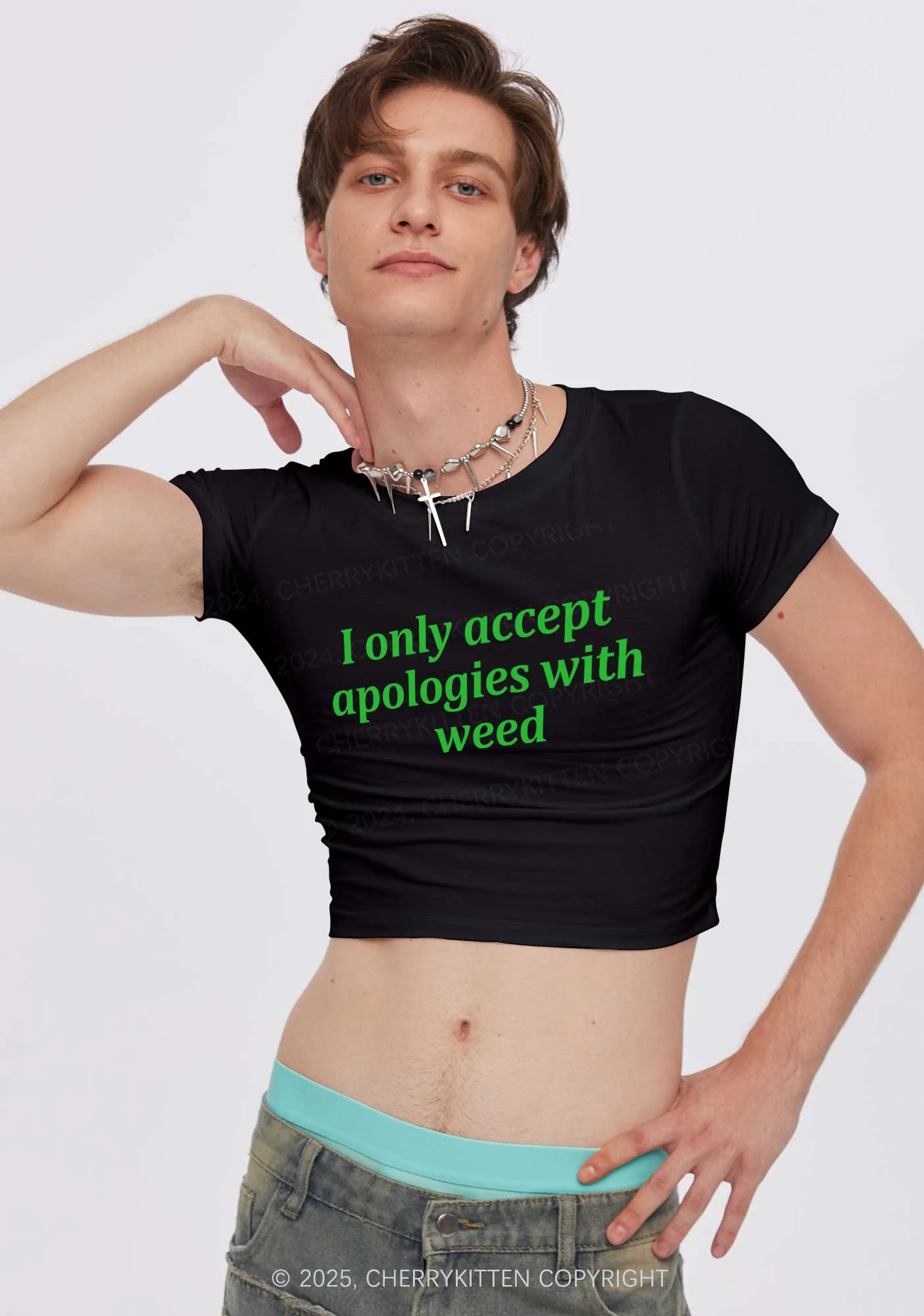 Accept Apologies With Wxxd Y2K Baby Tee Cherrykitten - Image 2