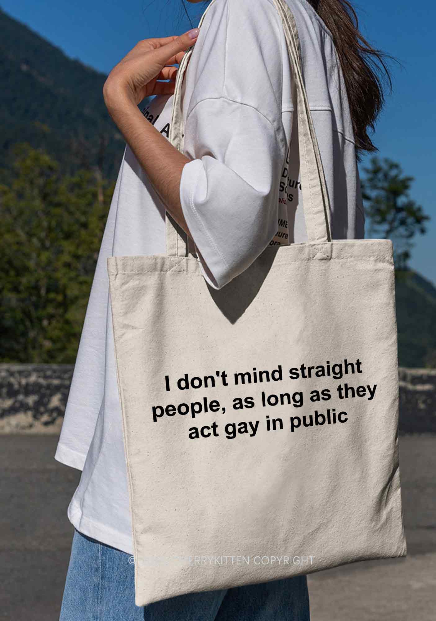 Act Gay In Public Pride Y2K Canvas Tote Bag Cherrykitten - Image 2