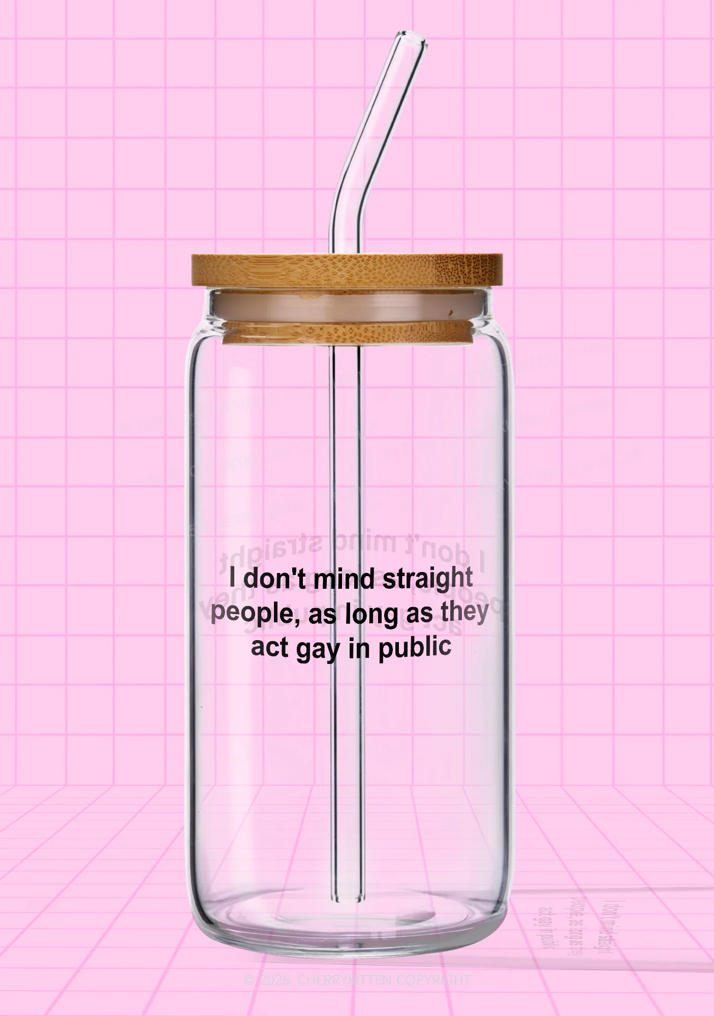 Act Gay In Public Pride Y2K Printed Glass Cup Cherrykitten - Image 4