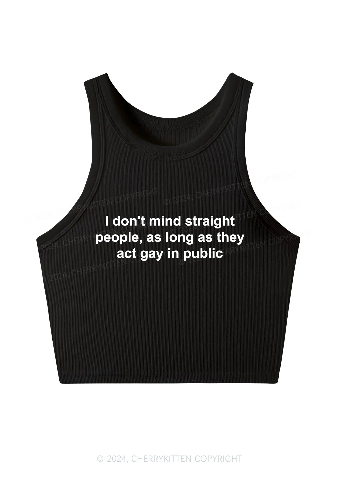 Act Gay In Public Y2K Crop Tank Top Cherrykitten - Image 3