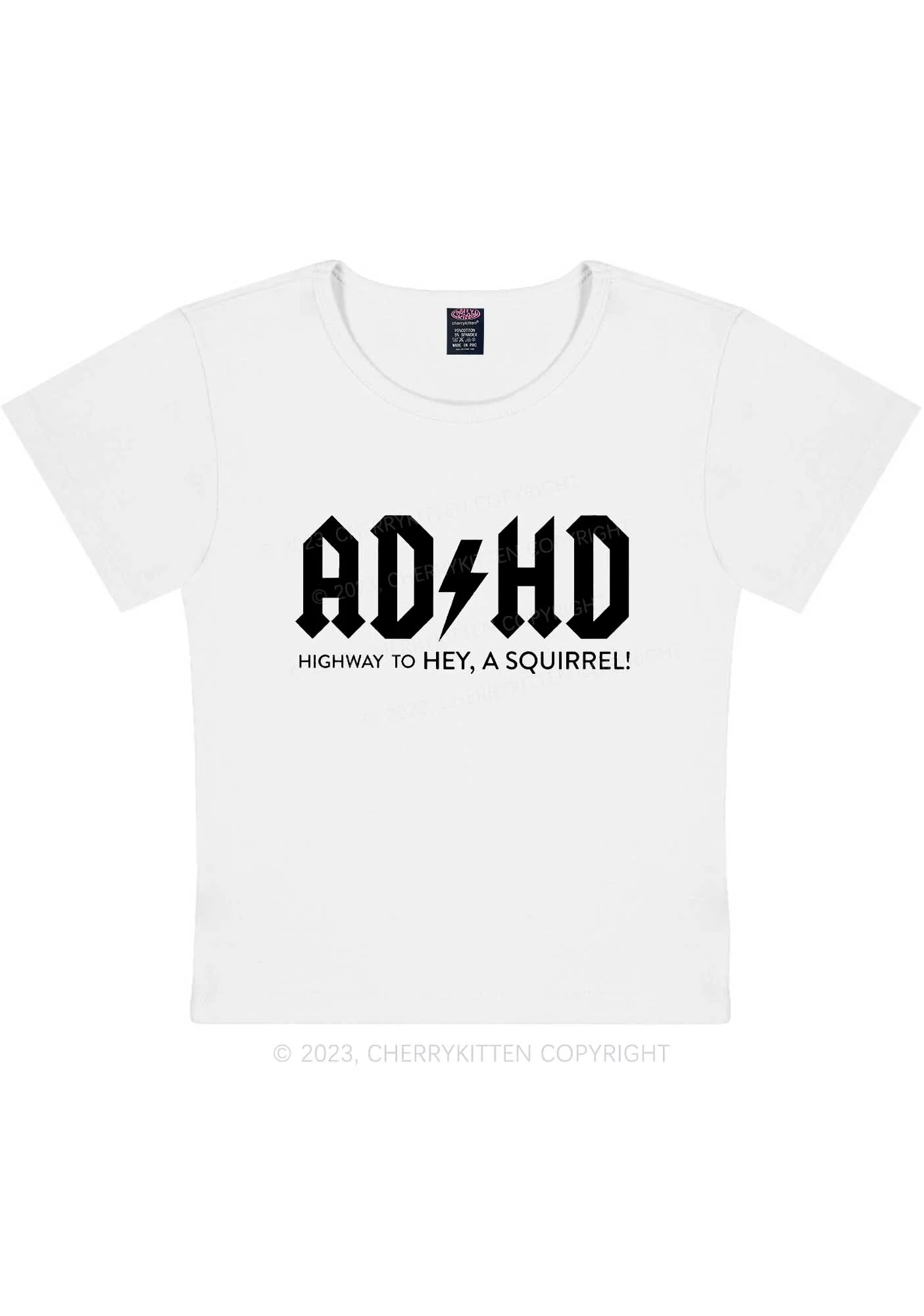 ADHD Hey A Squirrel Y2K Baby Tee Cherrykitten - Image 3