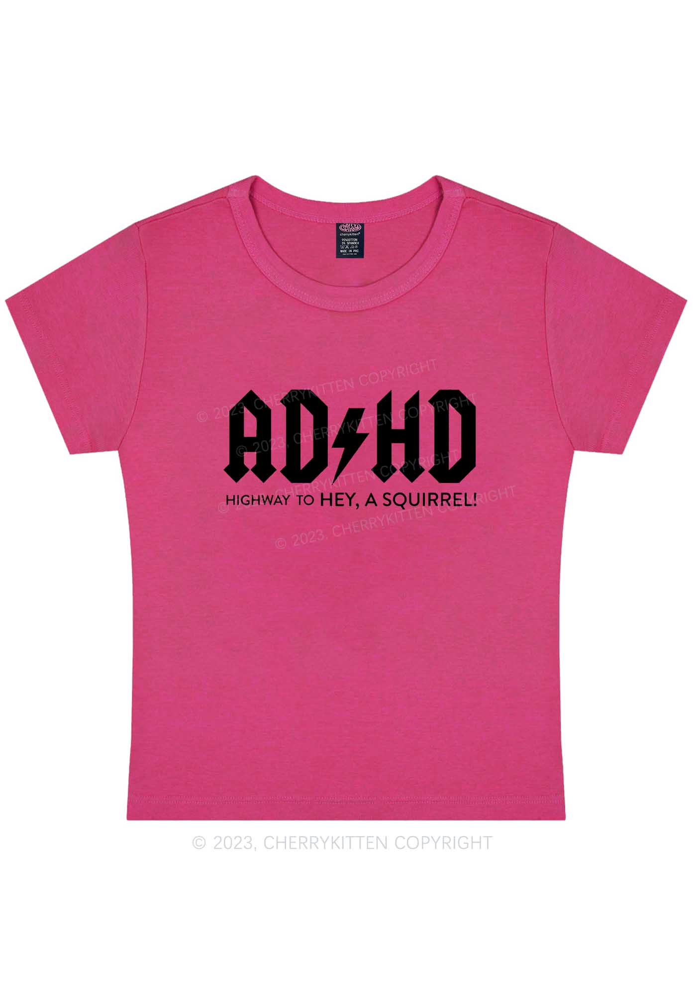 ADHD Hey A Squirrel Y2K Baby Tee Cherrykitten - Image 5
