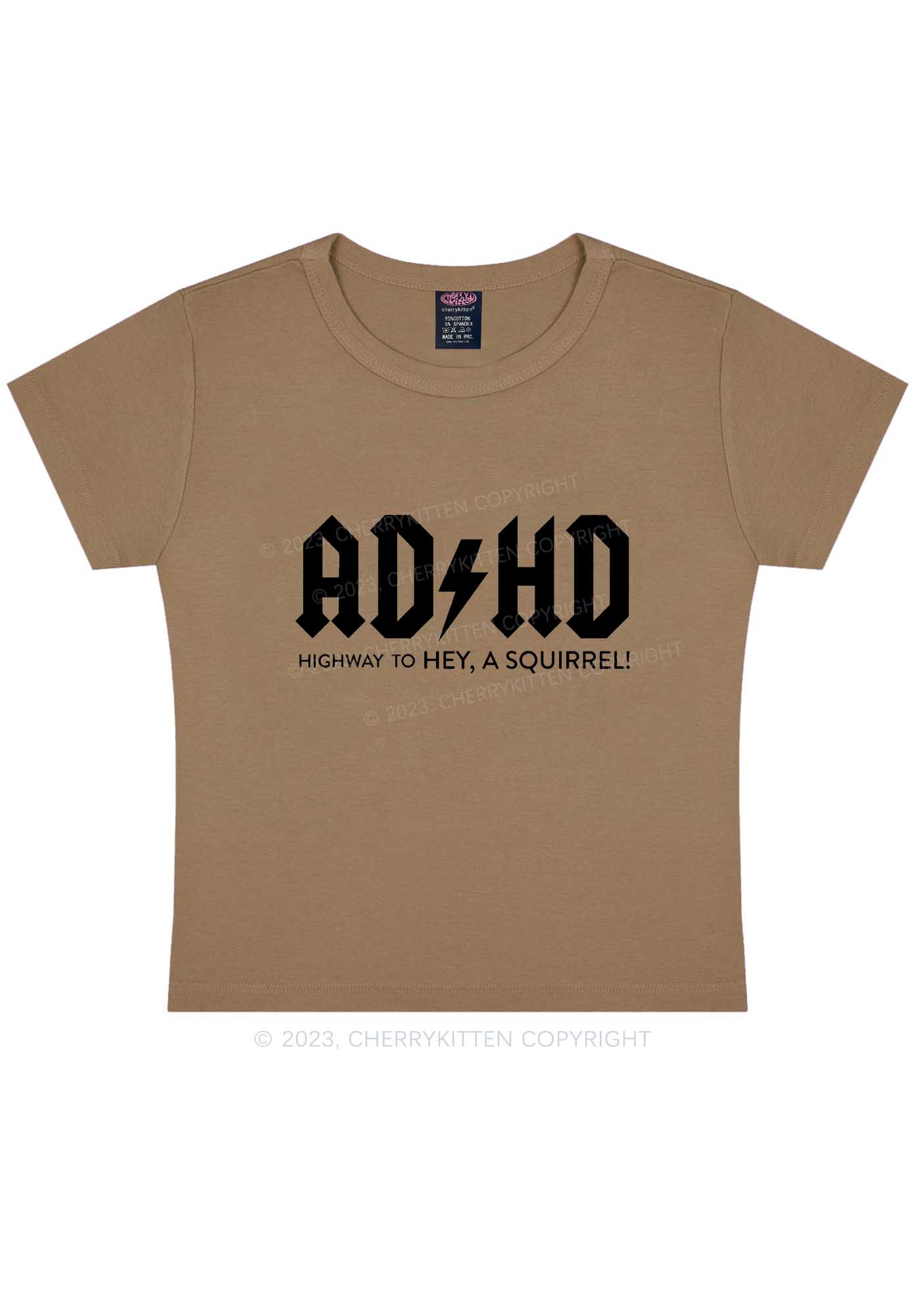 ADHD Hey A Squirrel Y2K Baby Tee Cherrykitten - Image 7