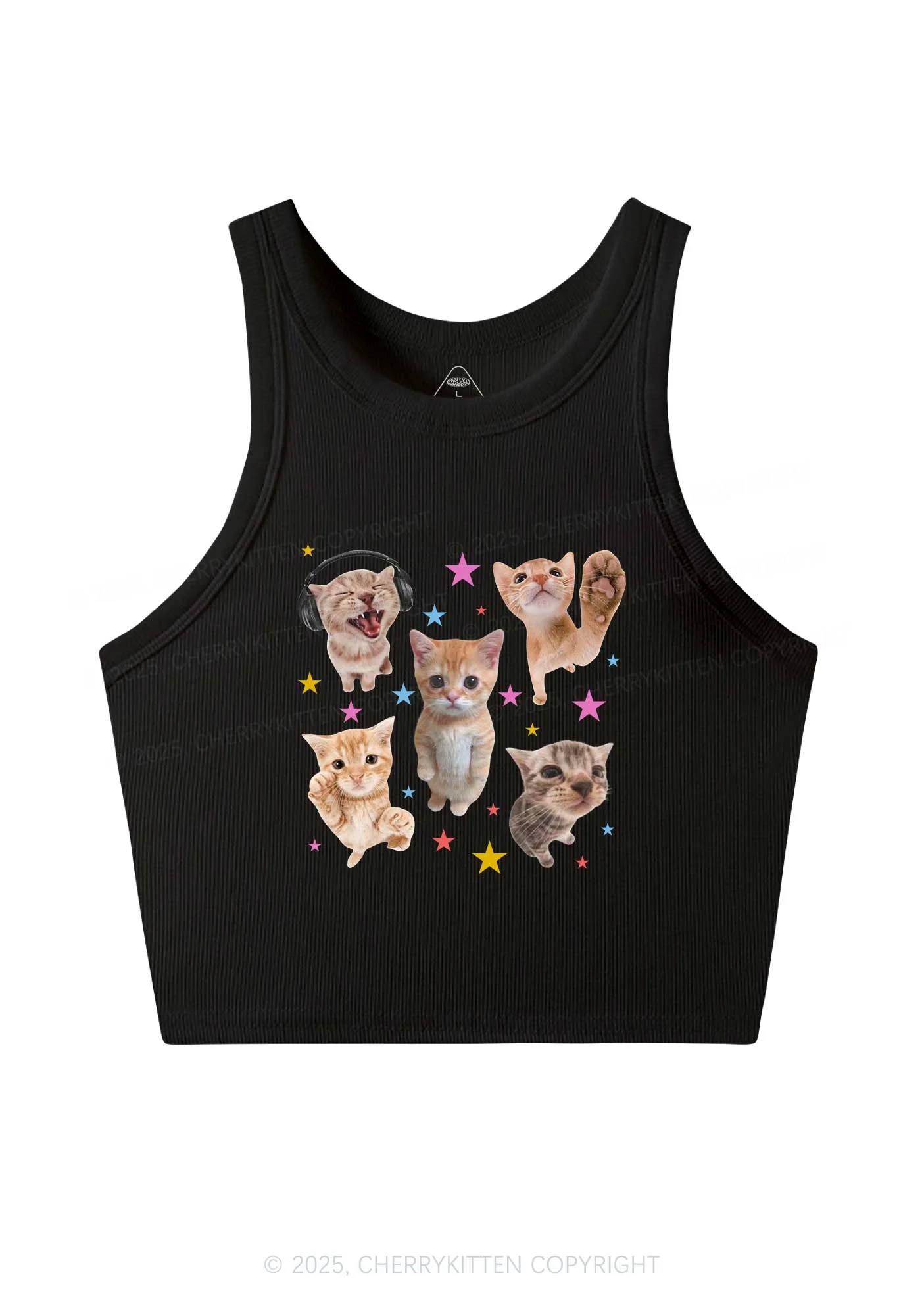 Adorable Cats Y2K Crop Tank Top Cherrykitten - Image 3