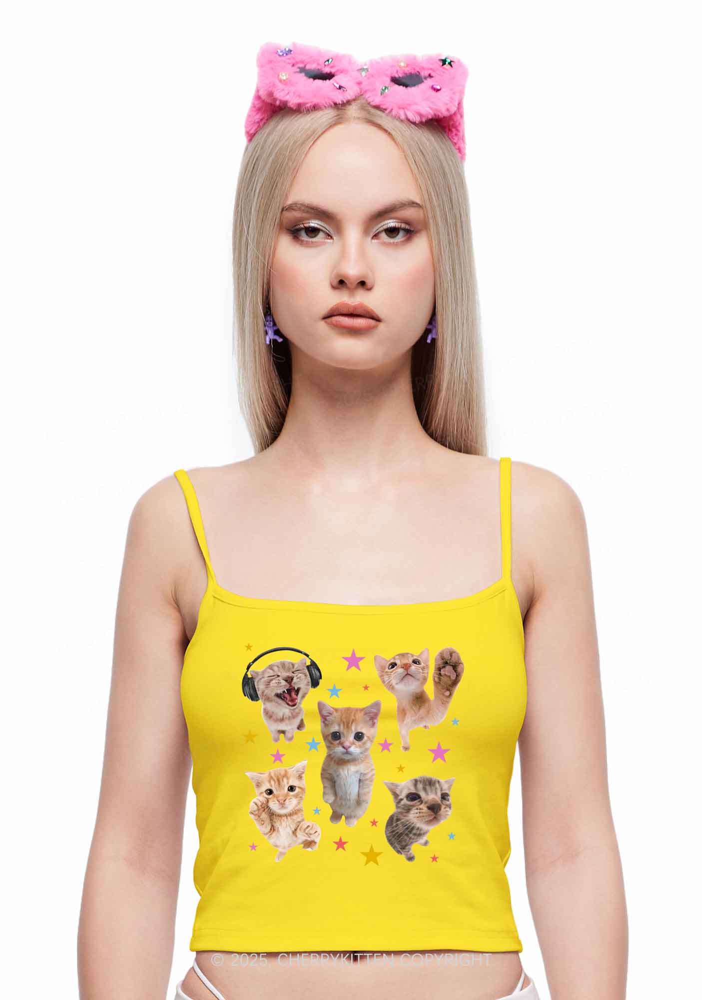 Adorable Cats Y2K Spaghetti Strap Cami Cherrykitten - Image 2