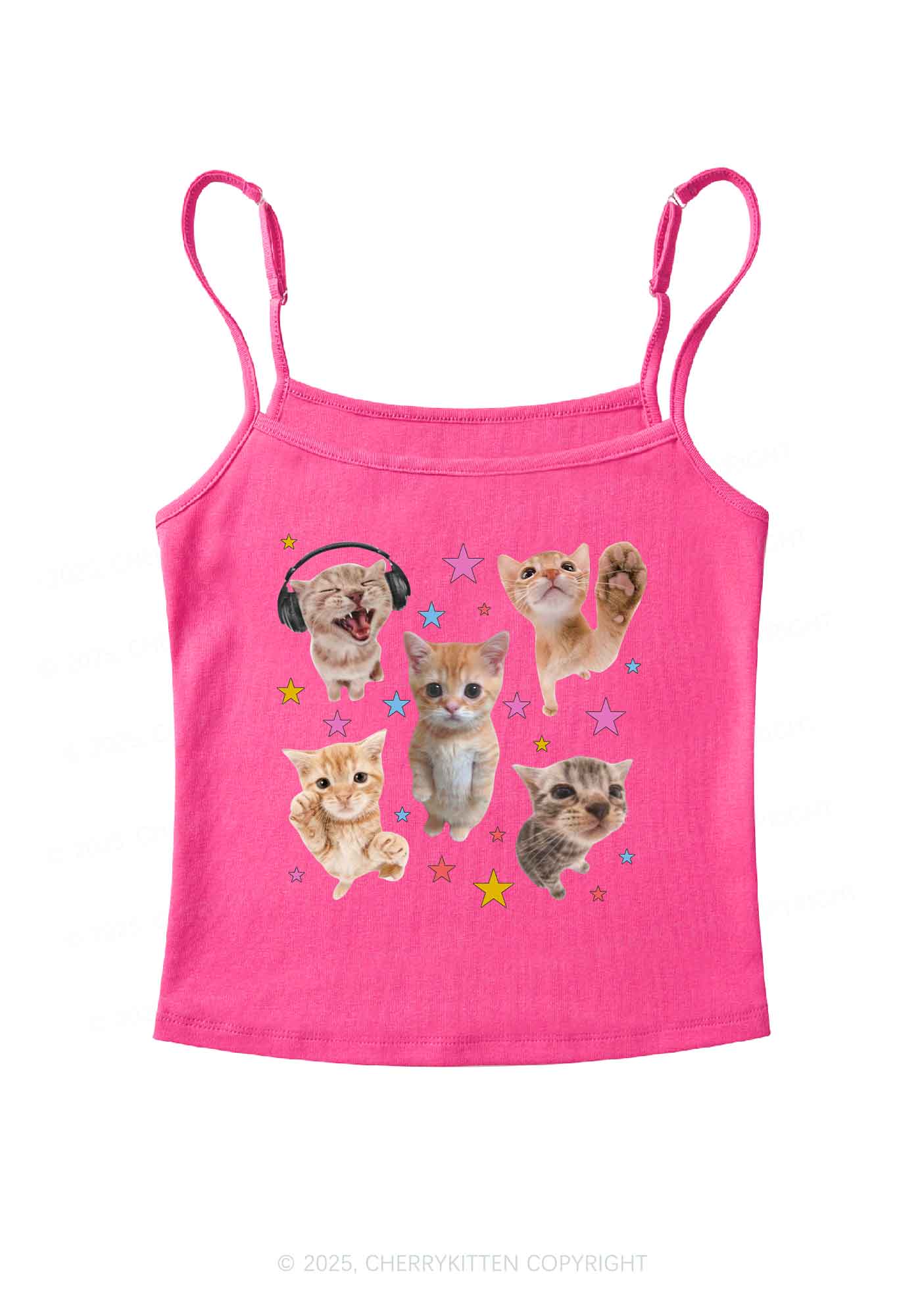 Adorable Cats Y2K Spaghetti Strap Cami Cherrykitten - Image 3