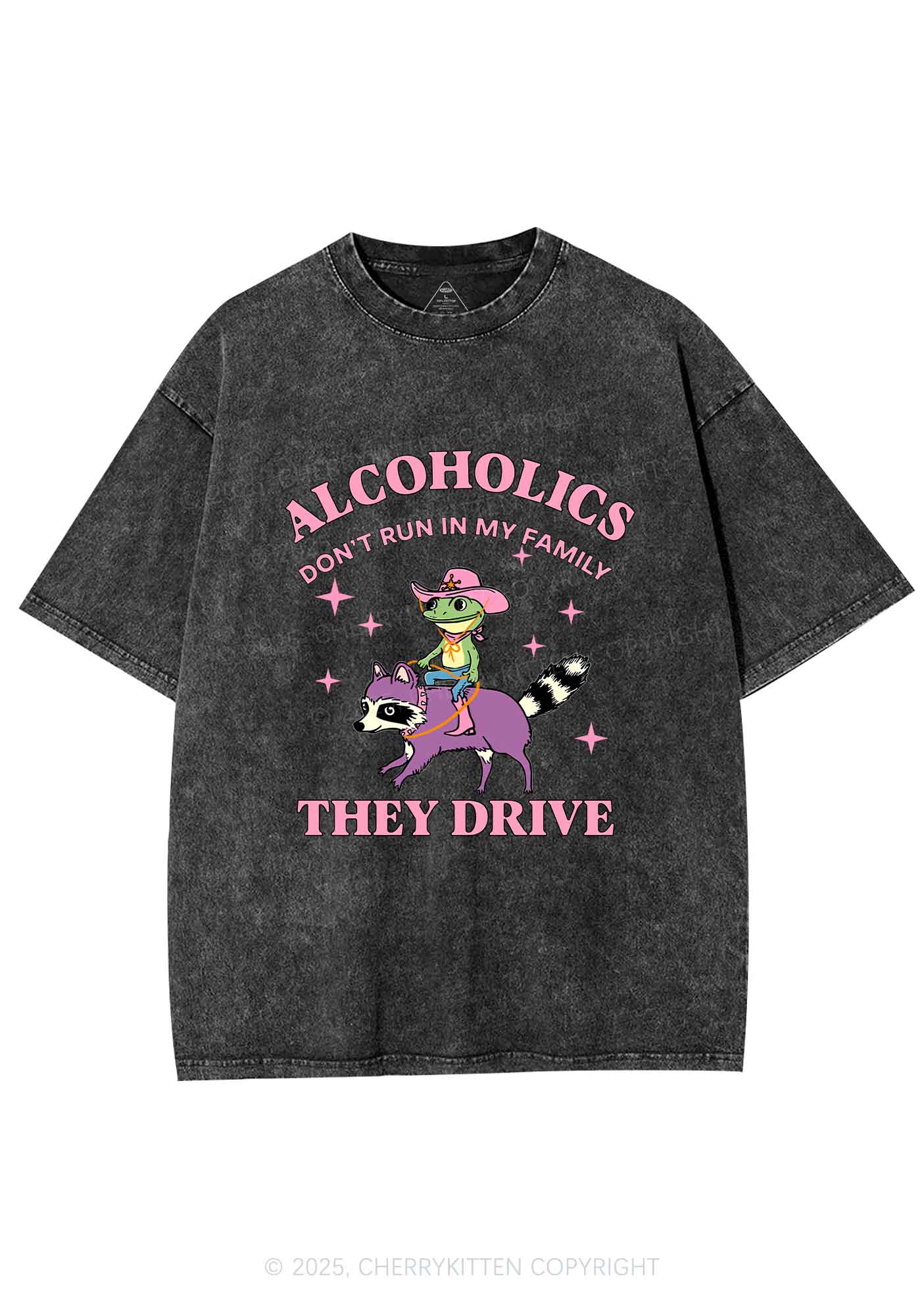 Alcoholics Drive Y2K Shirts Washed Tee Cherrykitten - Image 3