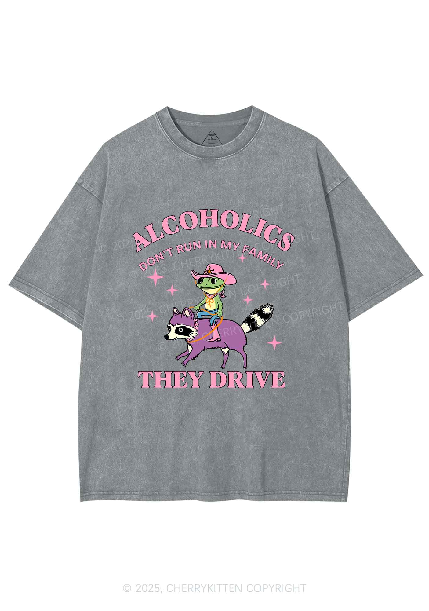 Alcoholics Drive Y2K Shirts Washed Tee Cherrykitten - Image 5