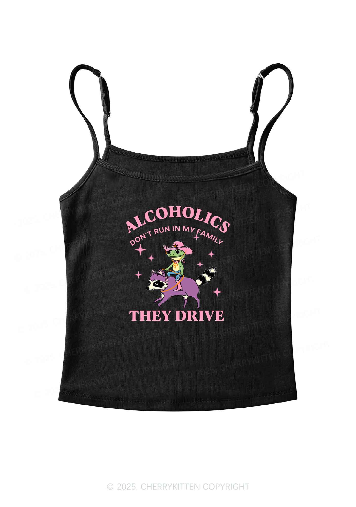 Alcoholics Drive Y2K Spaghetti Strap Cami Cherrykitten - Image 4