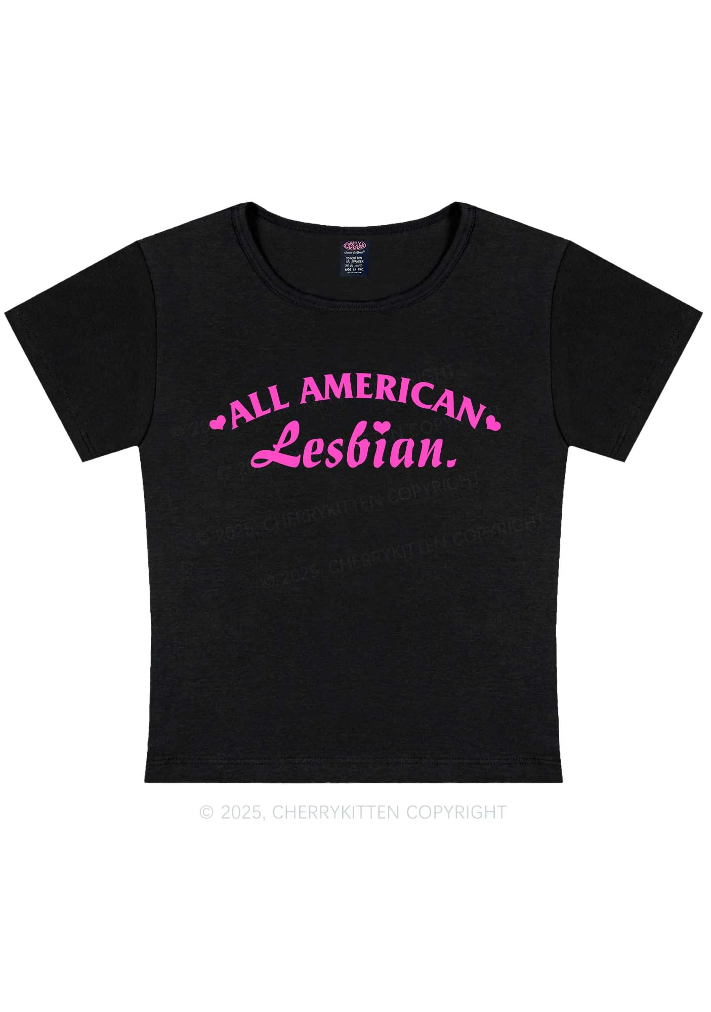 All American Lesbian Y2K Baby Tee Cherrykitten - Image 4