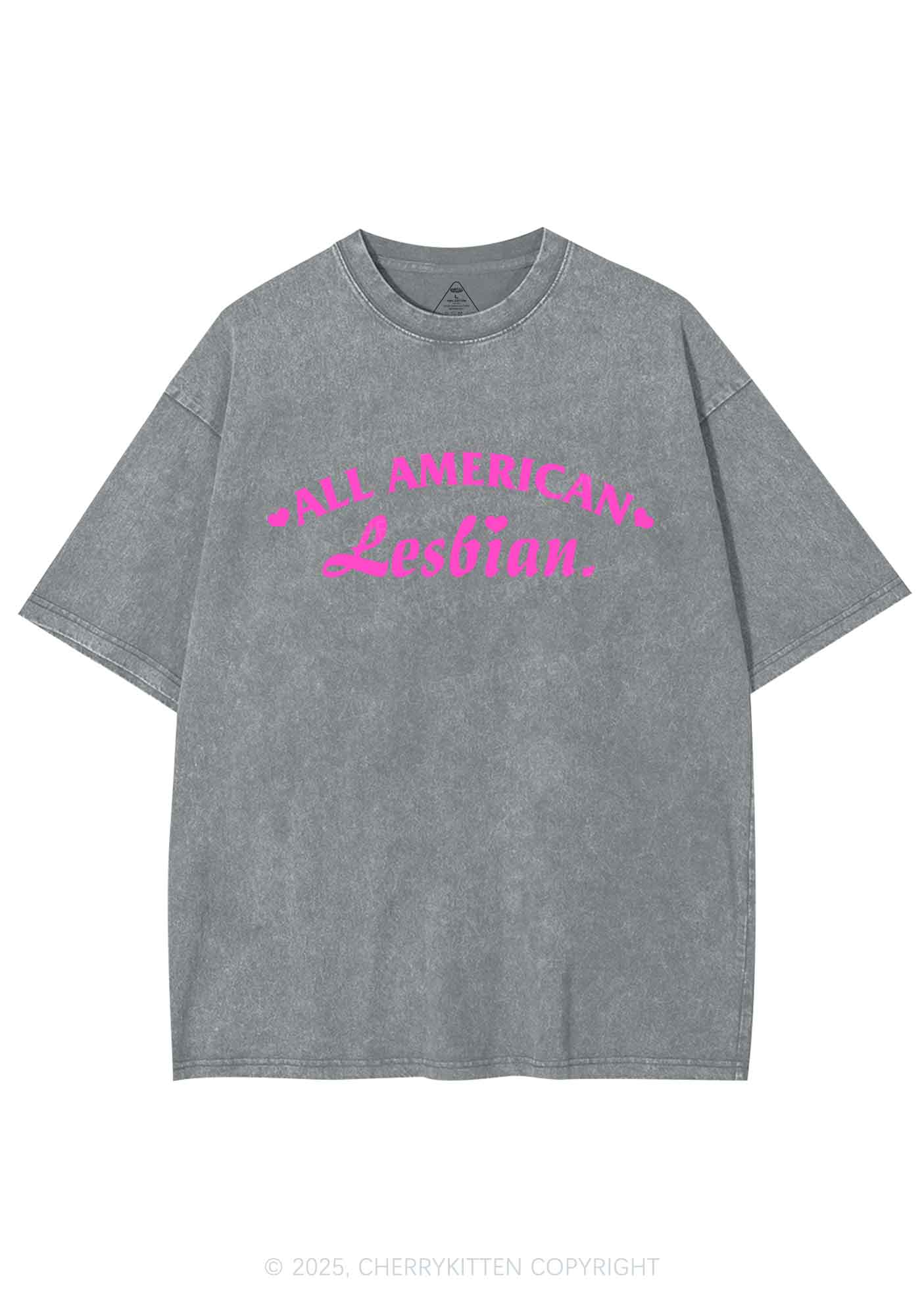All American Lesbian Y2K Shirts Washed Tee Cherrykitten - Image 6