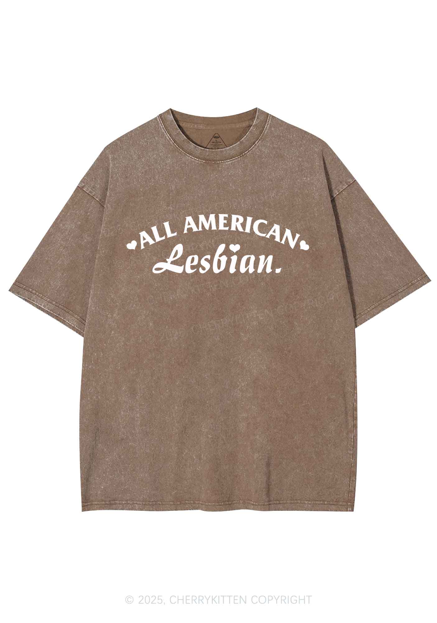 All American Lesbian Y2K Shirts Washed Tee Cherrykitten - Image 7