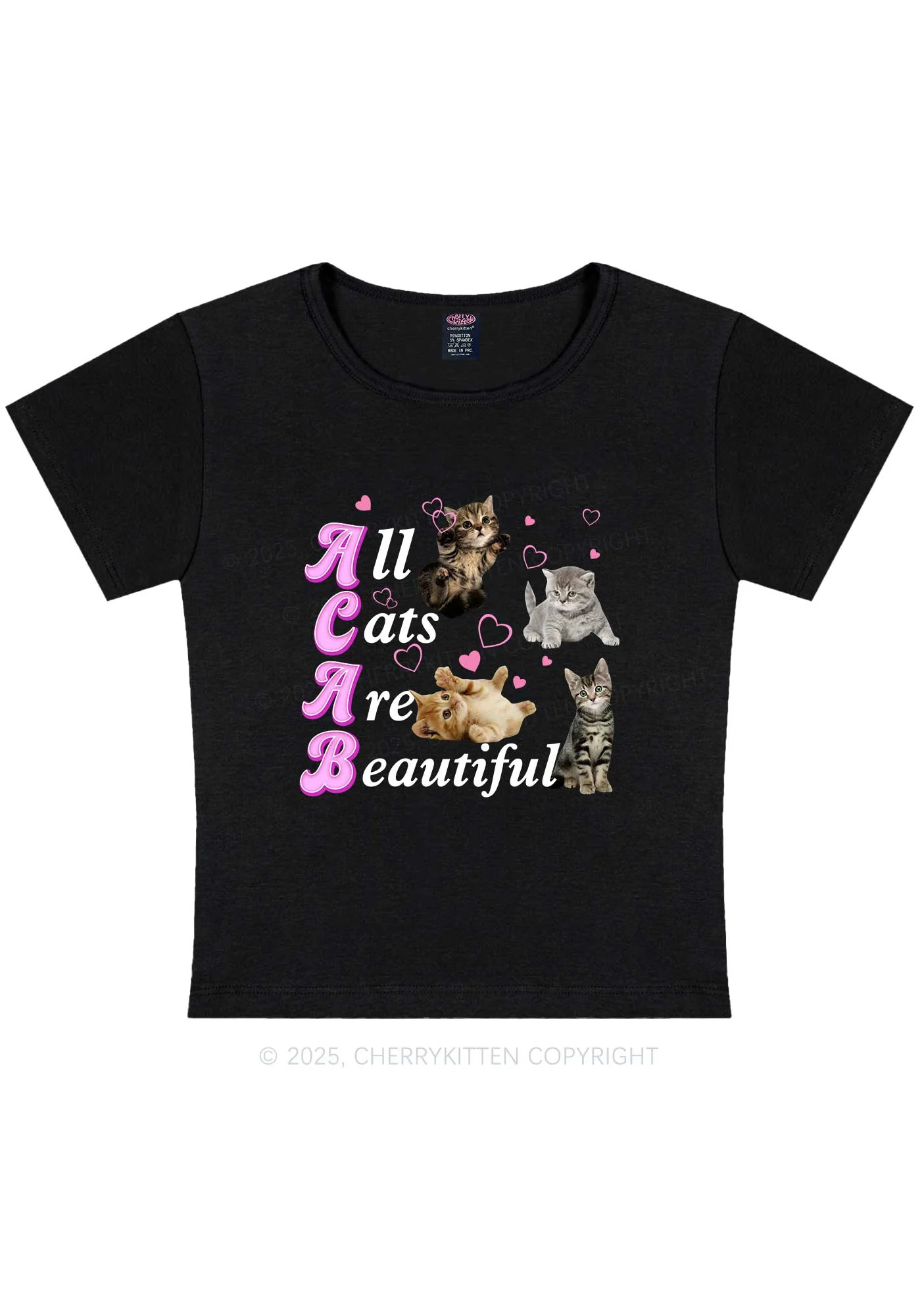 All Cats Are Beautiful Y2K Baby Tee Cherrykitten - Image 3