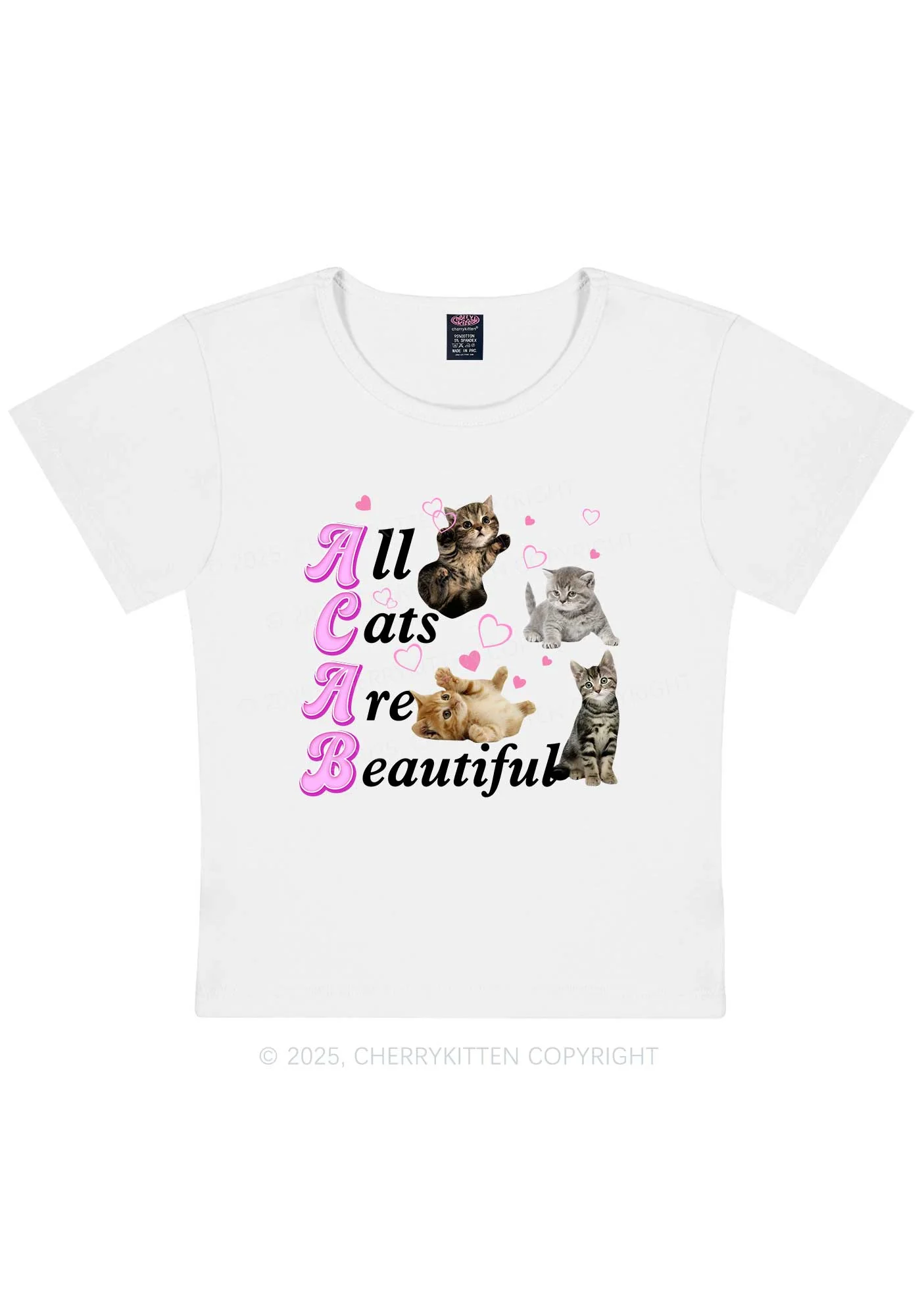 All Cats Are Beautiful Y2K Baby Tee Cherrykitten - Image 4
