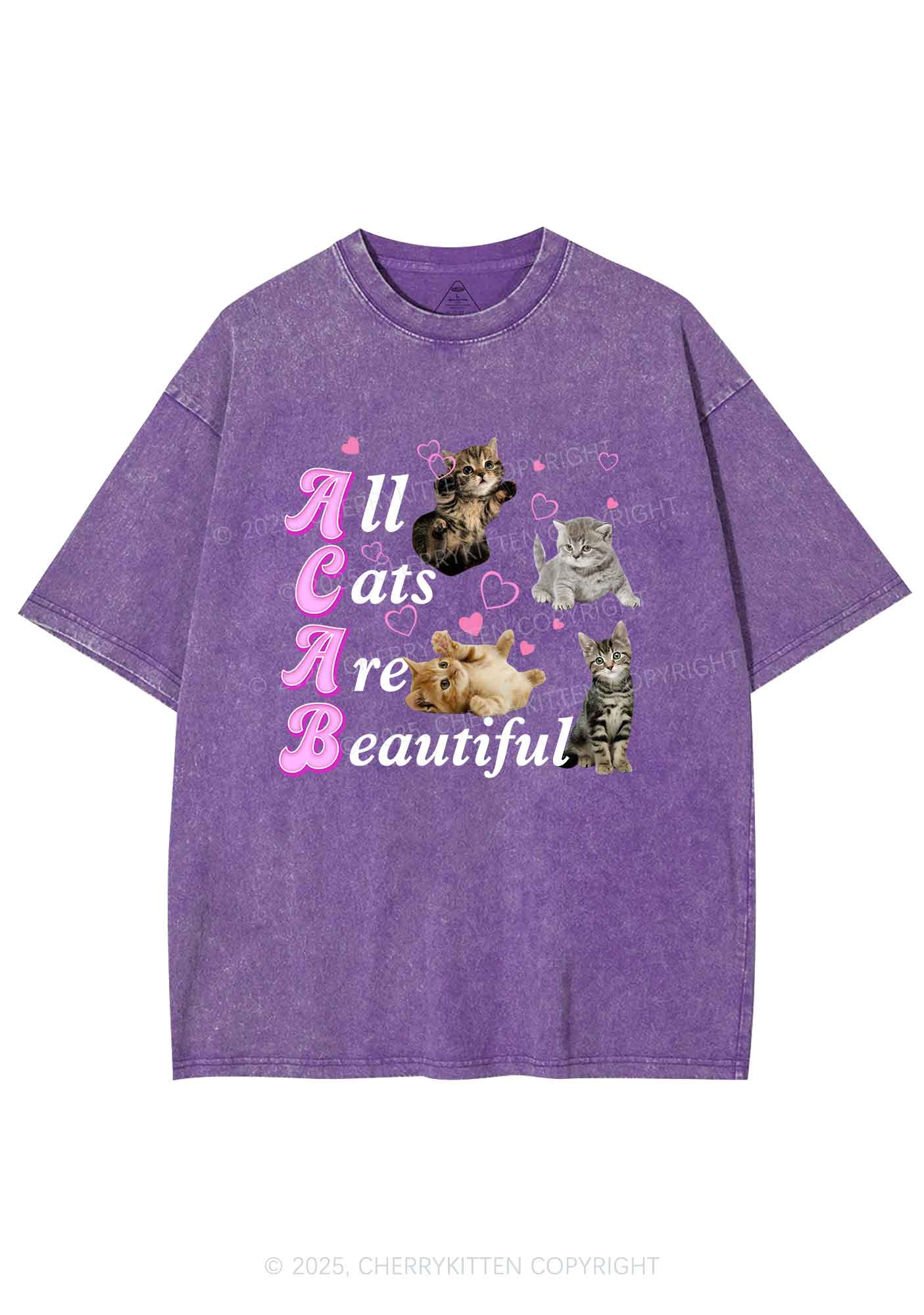 All Cats Are Beautiful Y2K Washed Tee Cherrykitten - Image 5