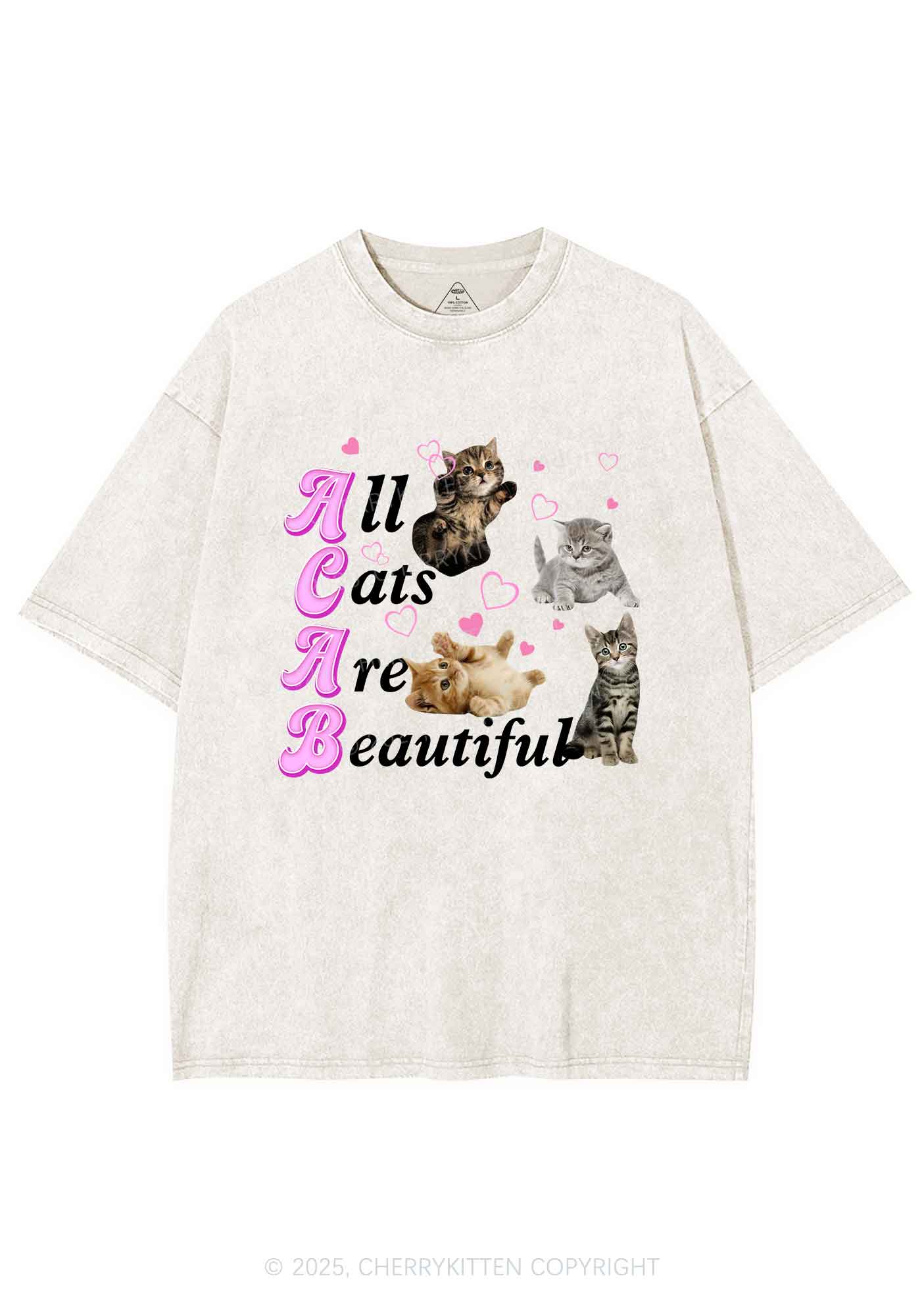 All Cats Are Beautiful Y2K Washed Tee Cherrykitten - Image 6
