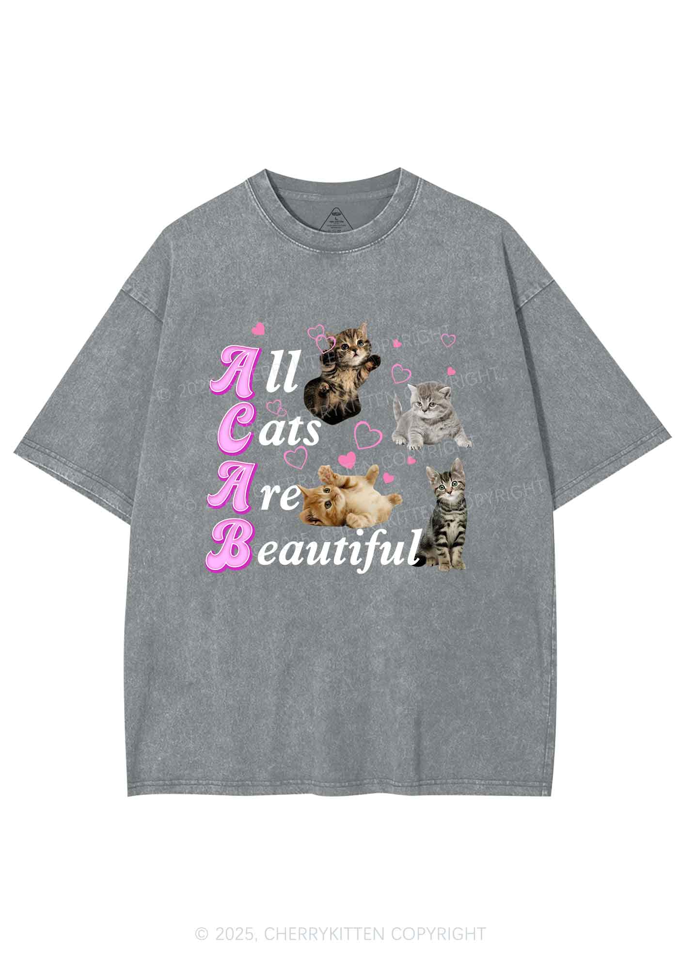 All Cats Are Beautiful Y2K Washed Tee Cherrykitten - Image 7