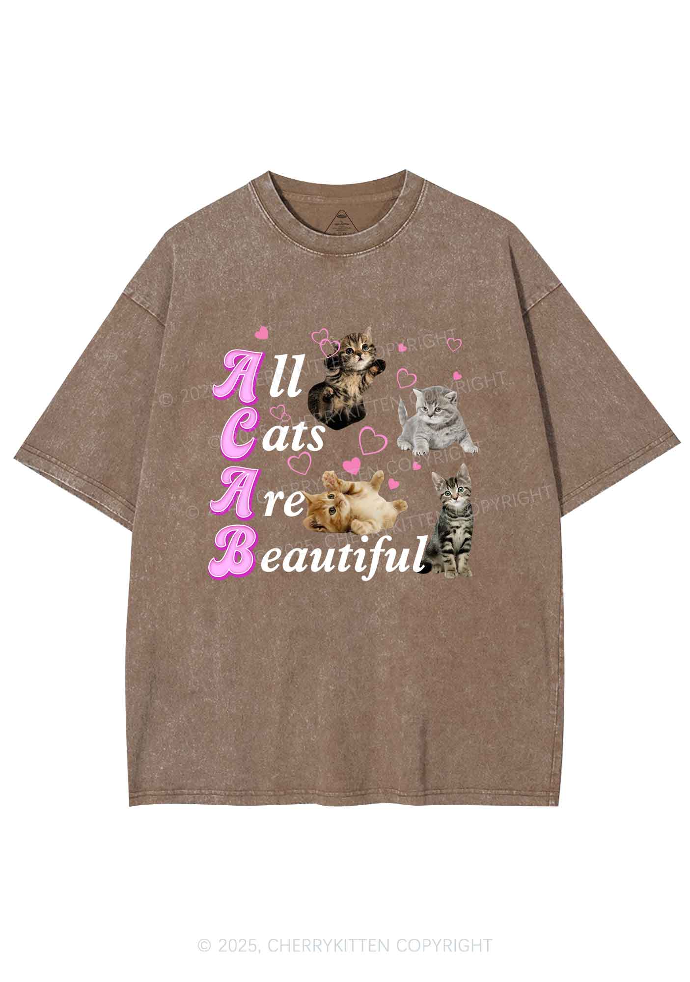 All Cats Are Beautiful Y2K Washed Tee Cherrykitten - Image 8