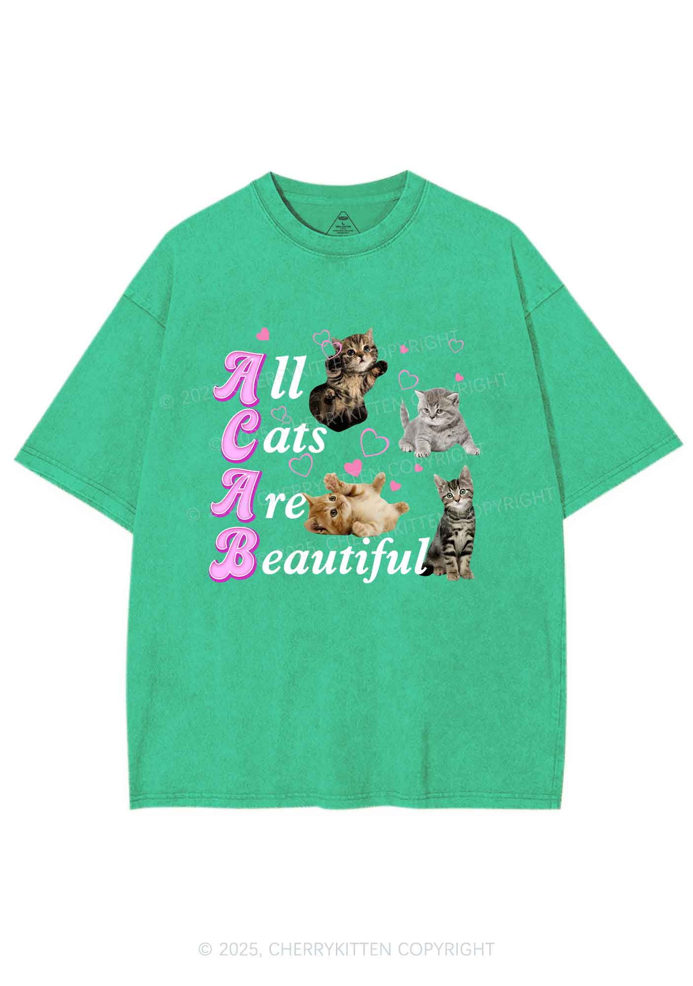 All Cats Are Beautiful Y2K Washed Tee Cherrykitten - Image 9