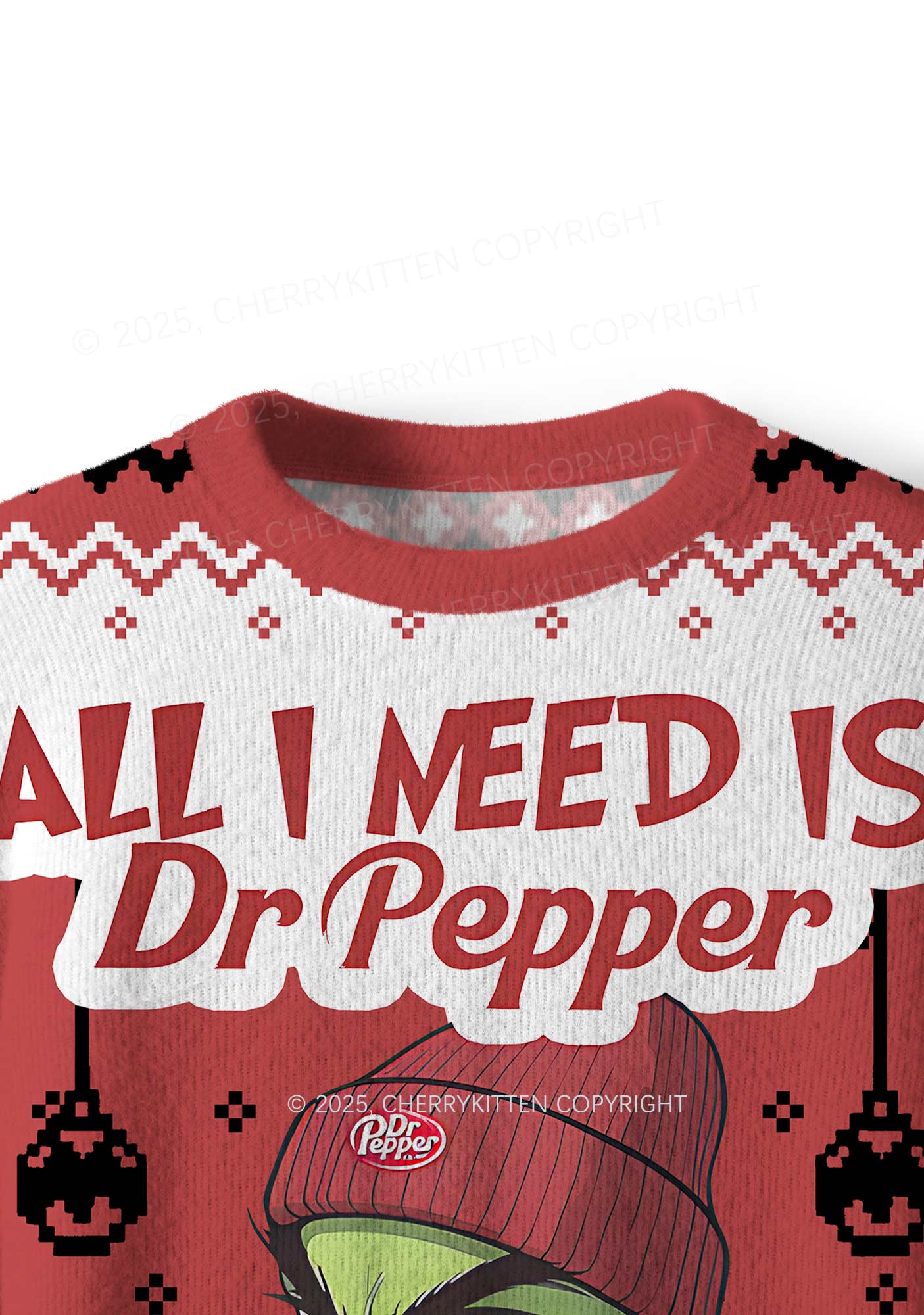 All Need Dr Pepper Y2K Christmas Knit Sweatshirt Cherrykitten - Image 5