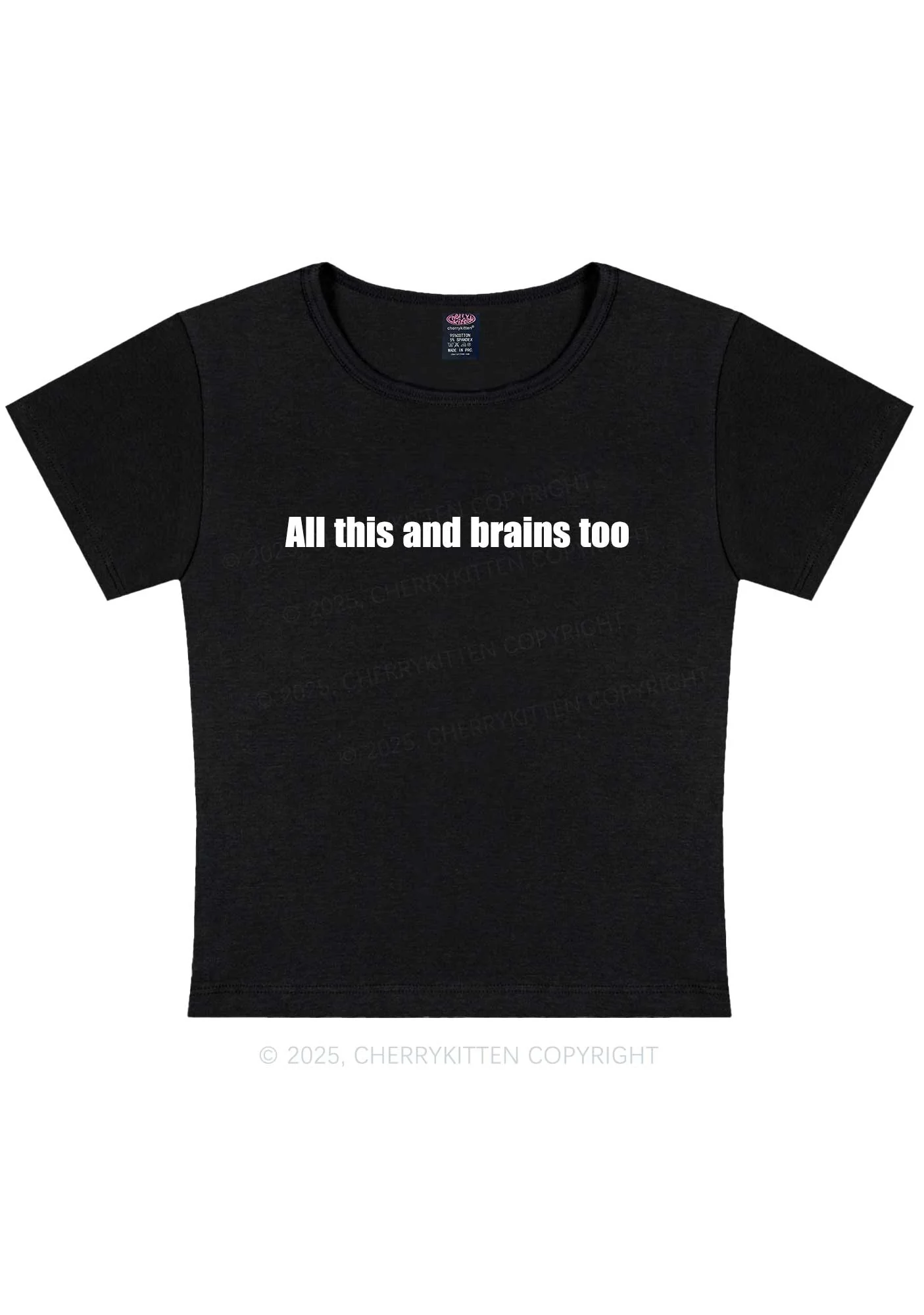 All This And Brains Too Y2K Baby Tee Cherrykitten - Image 4