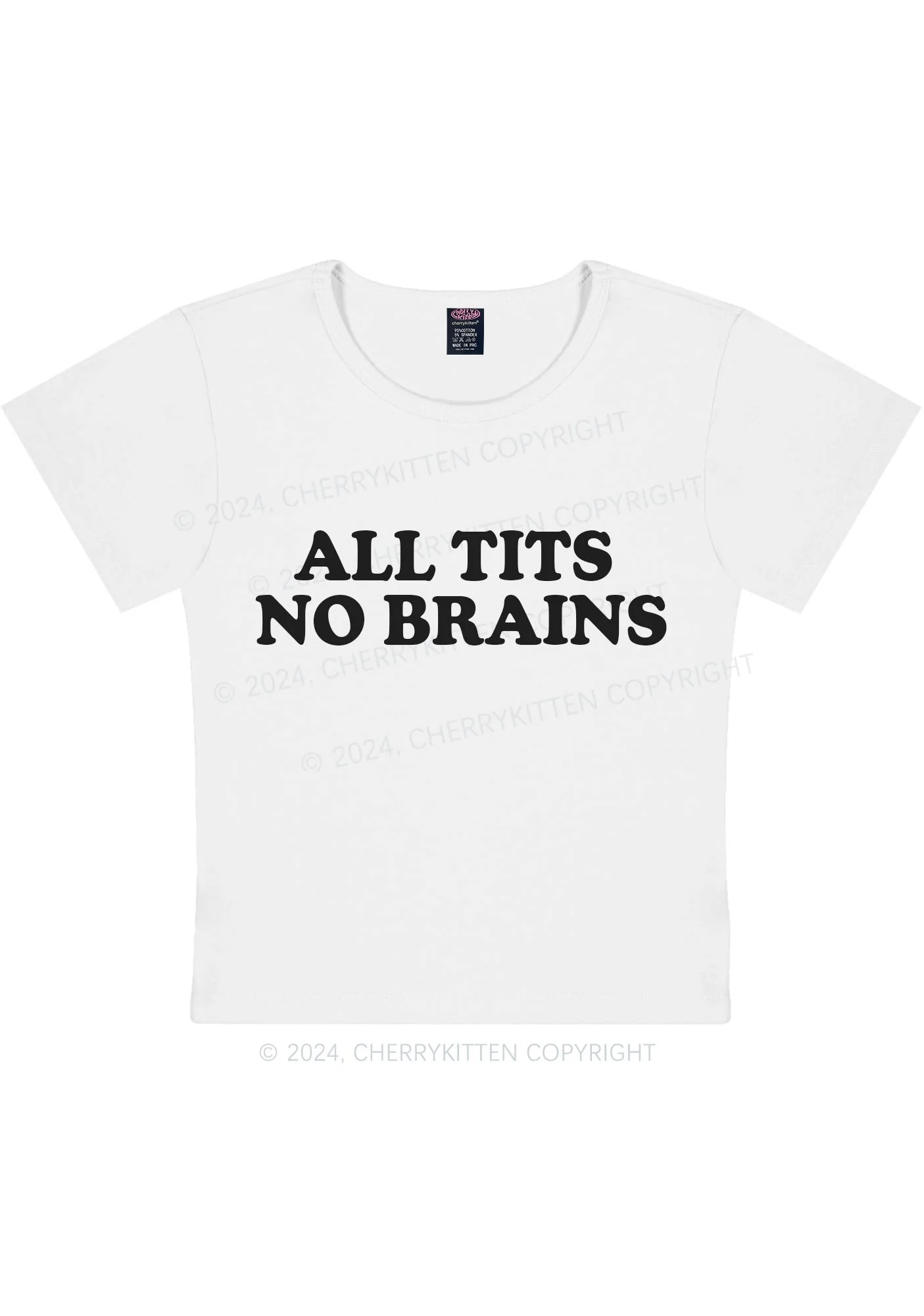 All Txts No Brains Y2K Baby Tee Cherrykitten - Image 4
