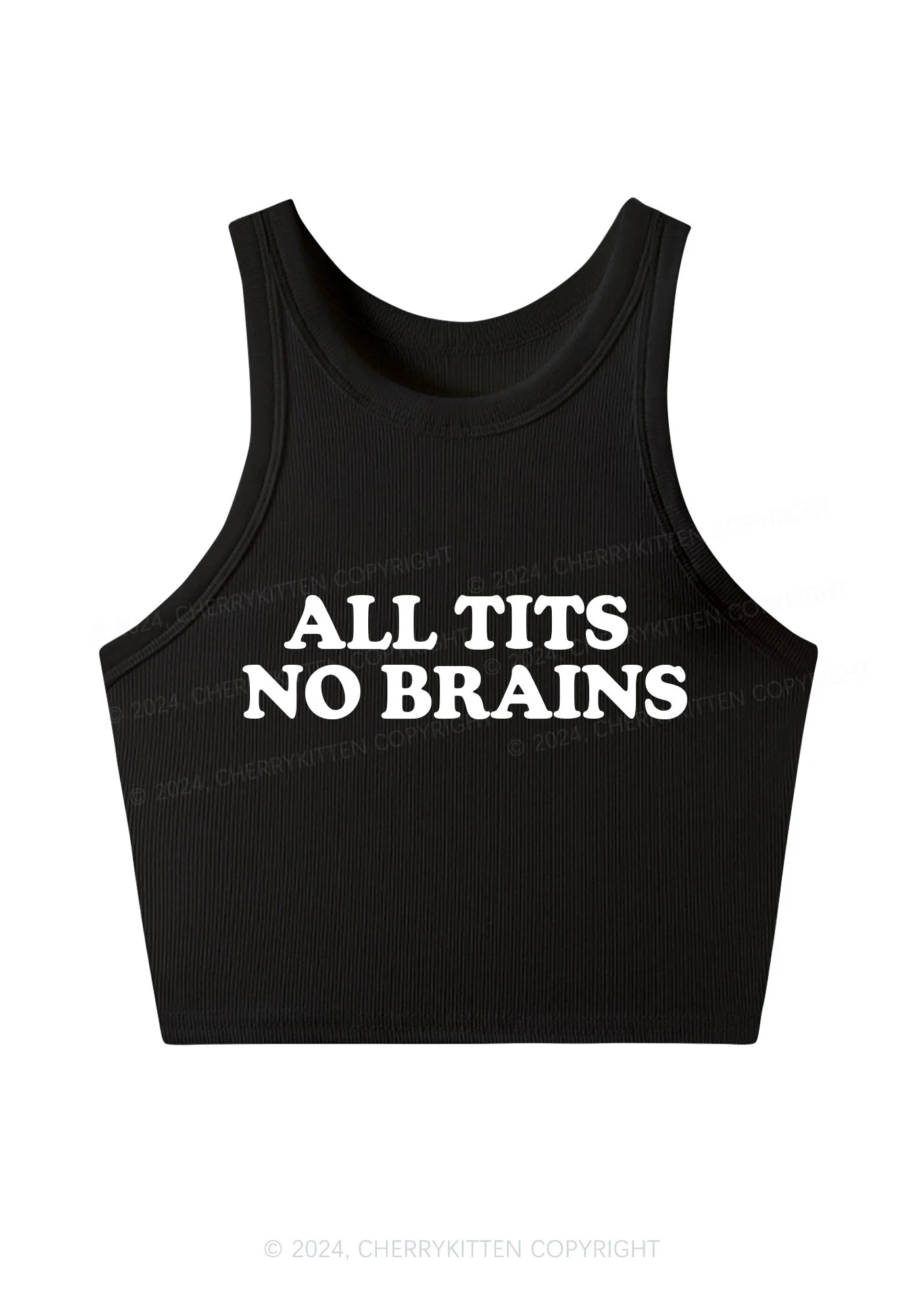 All Txts No Brains Y2K Crop Tank Top Cherrykitten - Image 4
