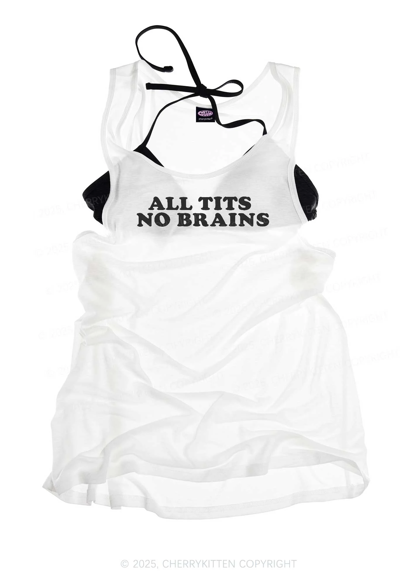 All Txts No Brains Y2K Sheer Boyfriend Tank Cherrykitten - Image 3