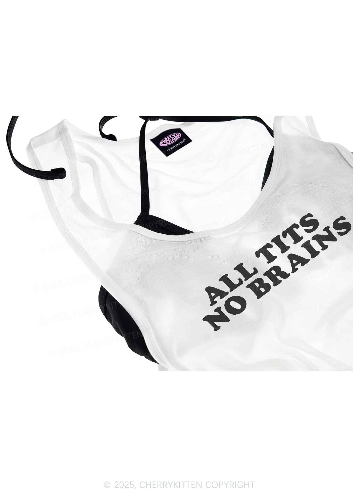 All Txts No Brains Y2K Sheer Boyfriend Tank Cherrykitten - Image 4