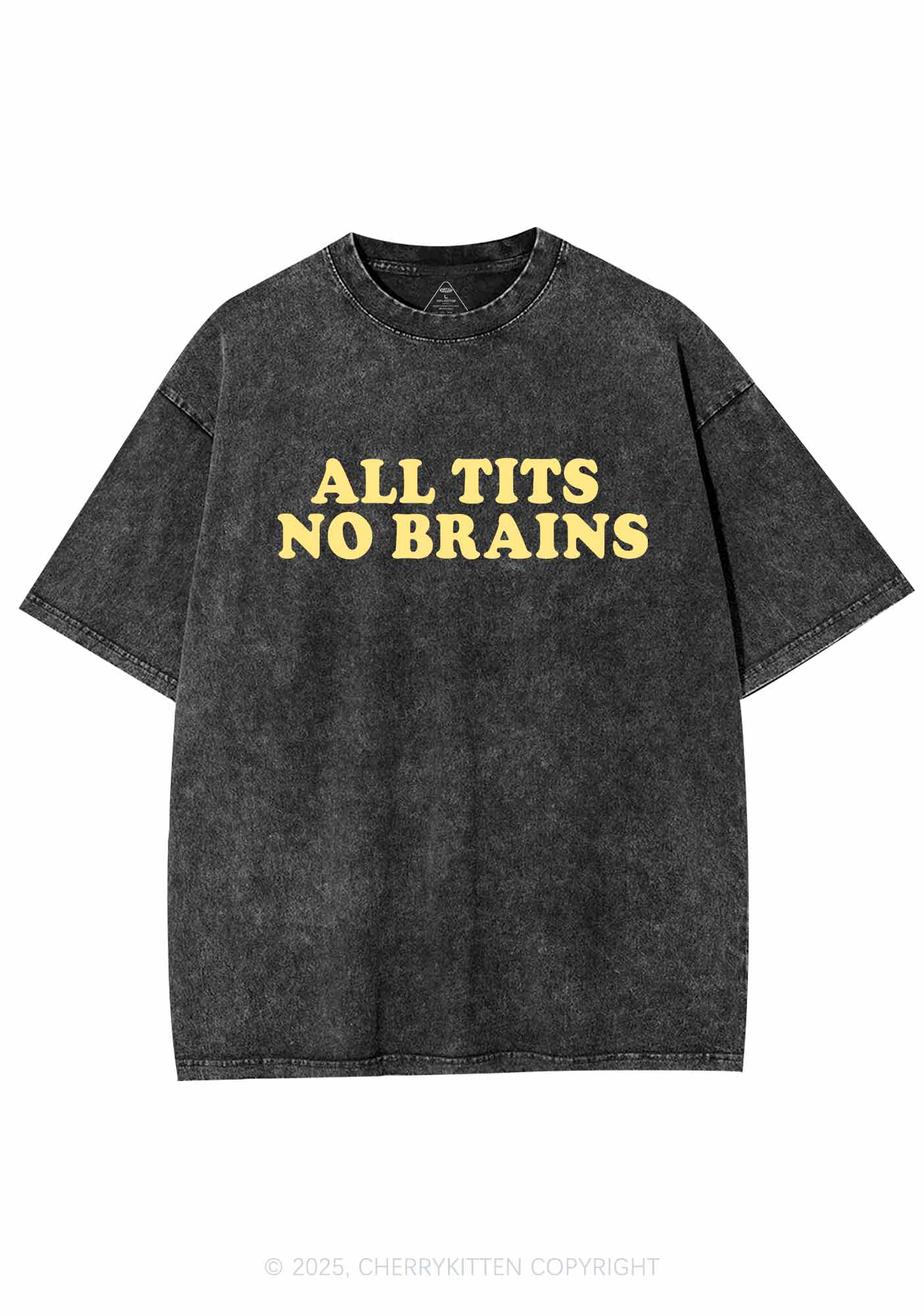 All Txts No Brains Y2K Shirts Washed Tee Cherrykitten - Image 3