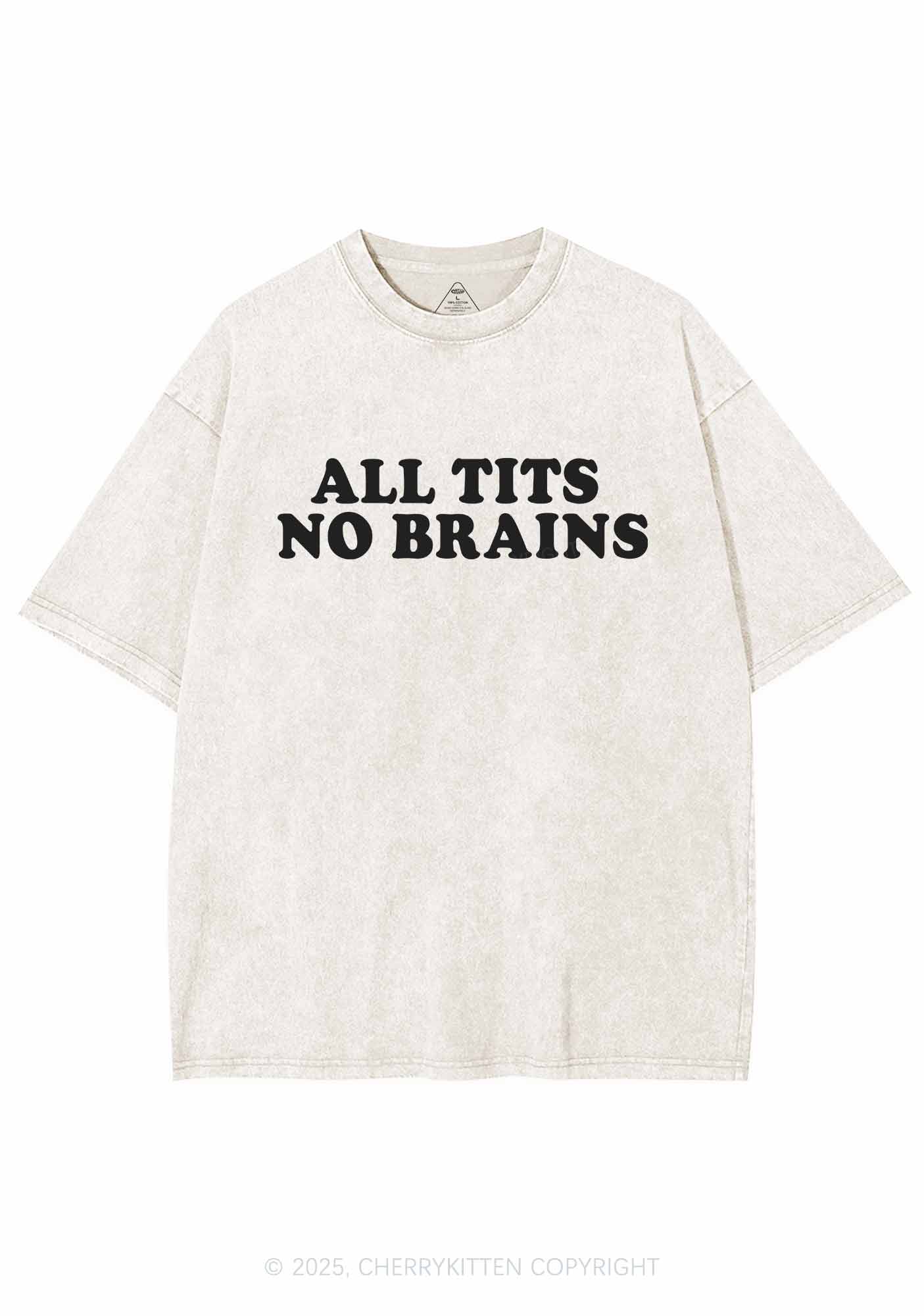 All Txts No Brains Y2K Shirts Washed Tee Cherrykitten - Image 6