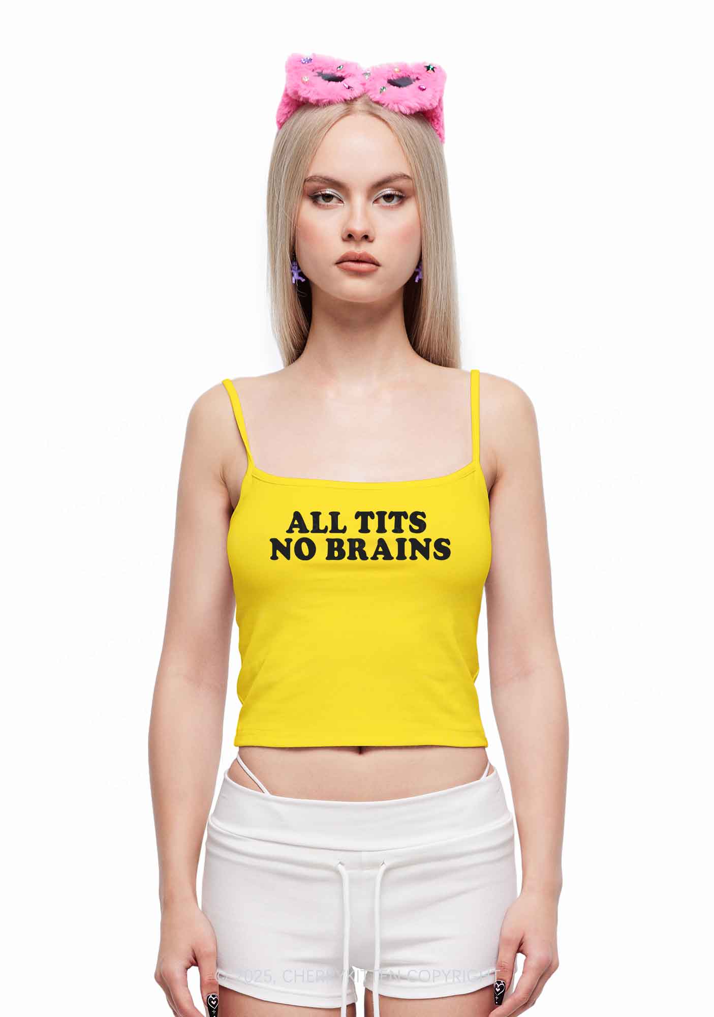 All Txts No Brains Y2K Spaghetti Strap Cami Cherrykitten - Image 2