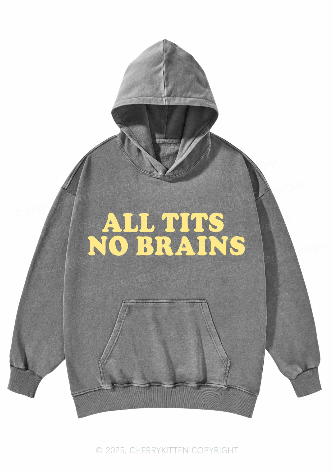 All Txts No Brains Y2K Washed Hoodie Cherrykitten - Image 4