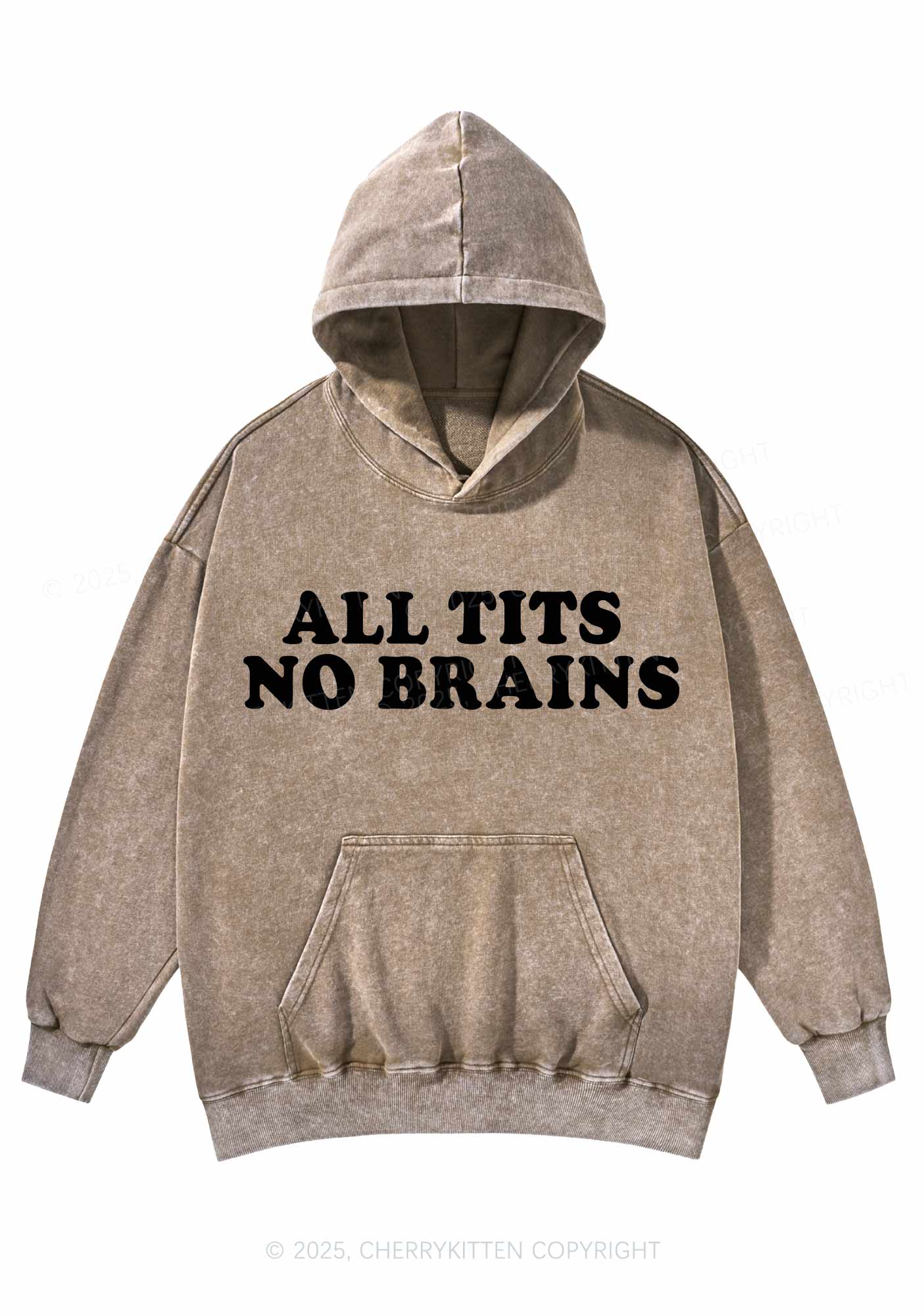 All Txts No Brains Y2K Washed Hoodie Cherrykitten - Image 5