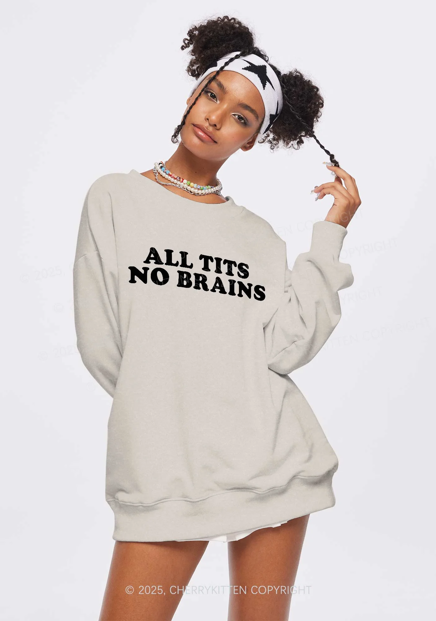 All Txts No Brains Y2K Washed Sweatshirts Cherrykitten - Image 2