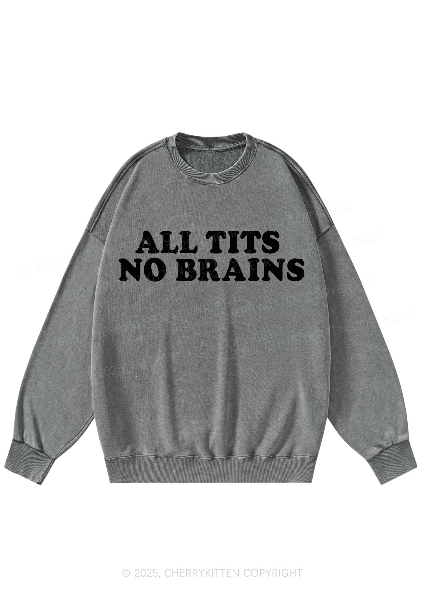 All Txts No Brains Y2K Washed Sweatshirts Cherrykitten - Image 5