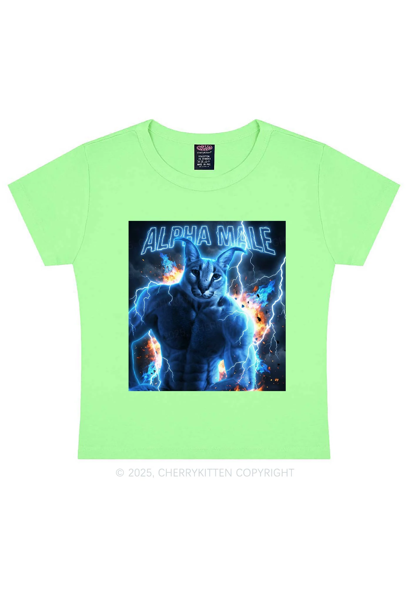 Alpha Male Floppa Y2K Baby Tee Cherrykitten - Image 12