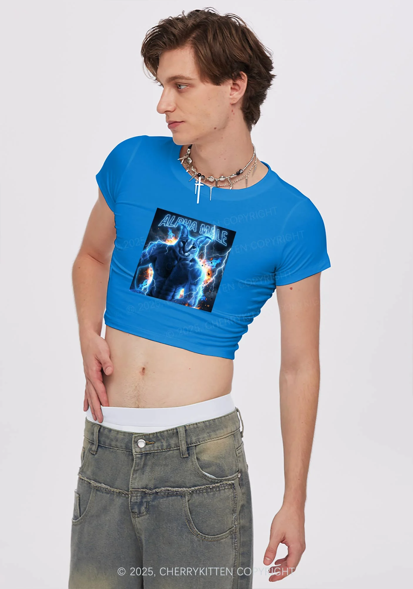 Alpha Male Floppa Y2K Baby Tee Cherrykitten - Image 2