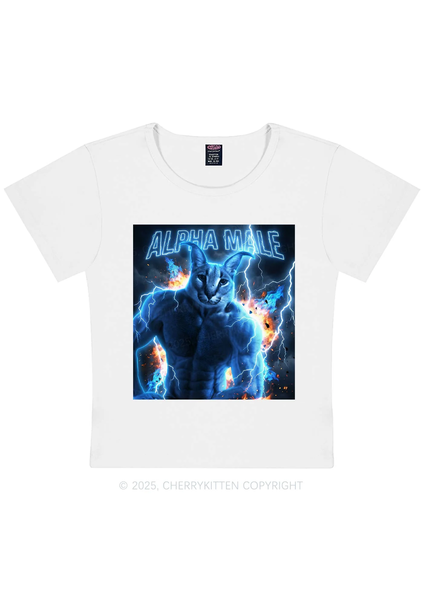 Alpha Male Floppa Y2K Baby Tee Cherrykitten - Image 3