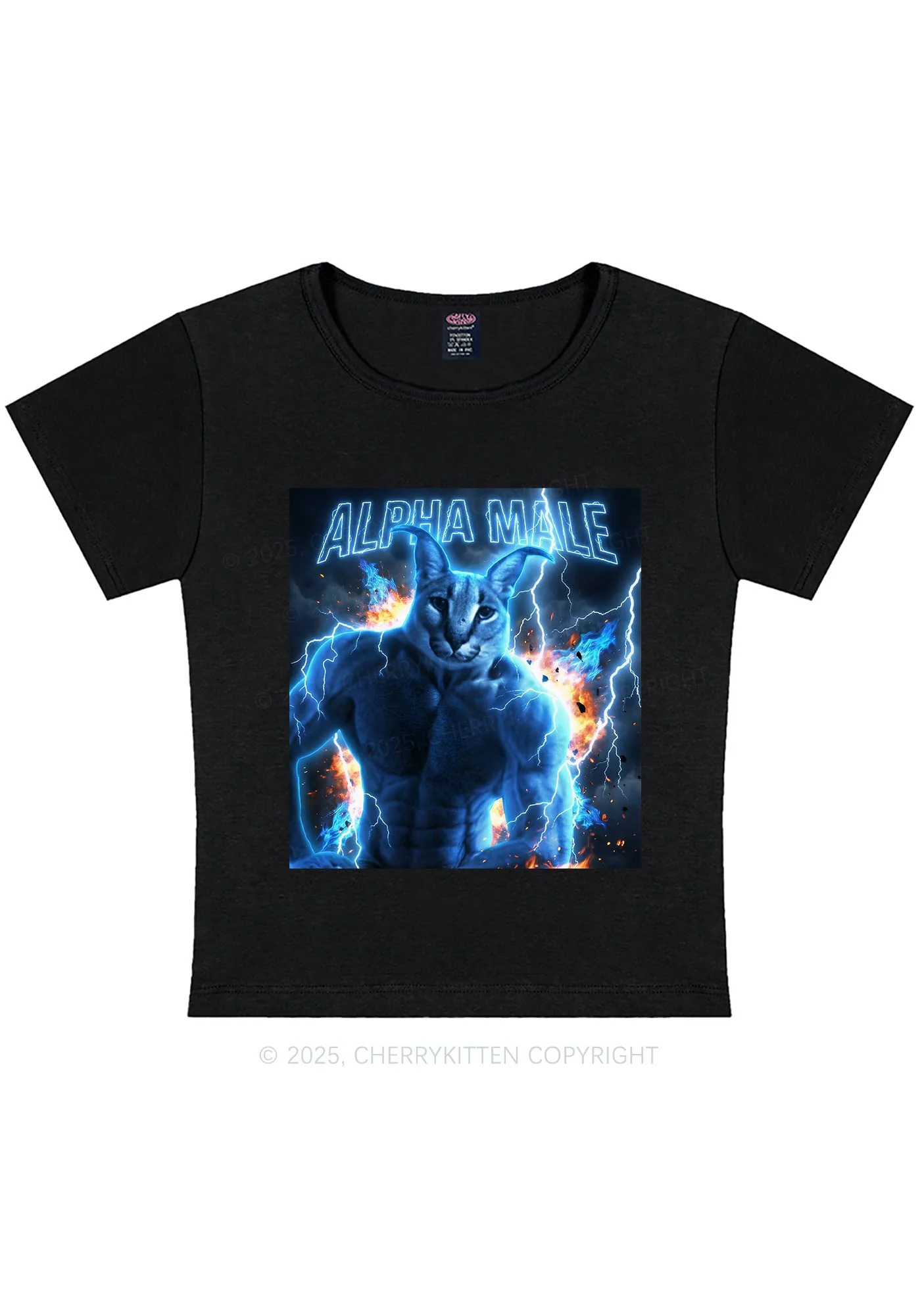 Alpha Male Floppa Y2K Baby Tee Cherrykitten - Image 4