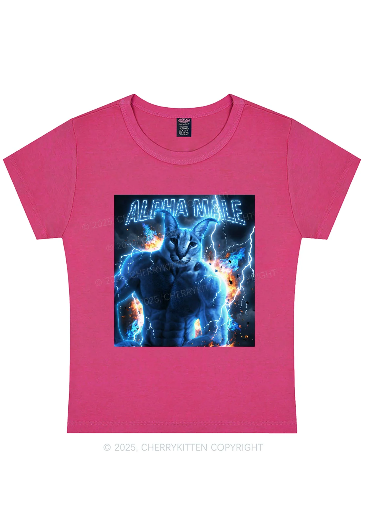Alpha Male Floppa Y2K Baby Tee Cherrykitten - Image 5
