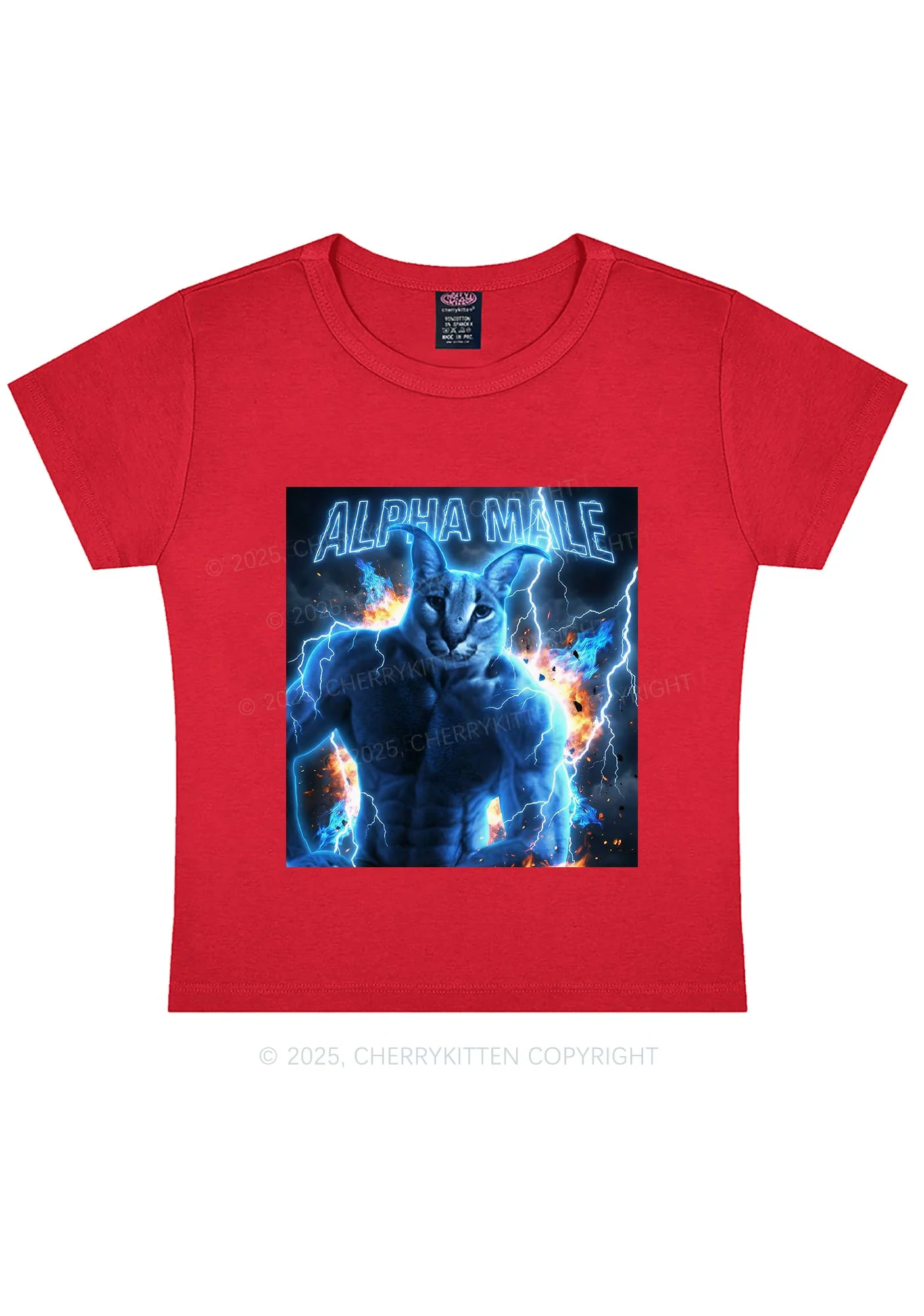 Alpha Male Floppa Y2K Baby Tee Cherrykitten - Image 7