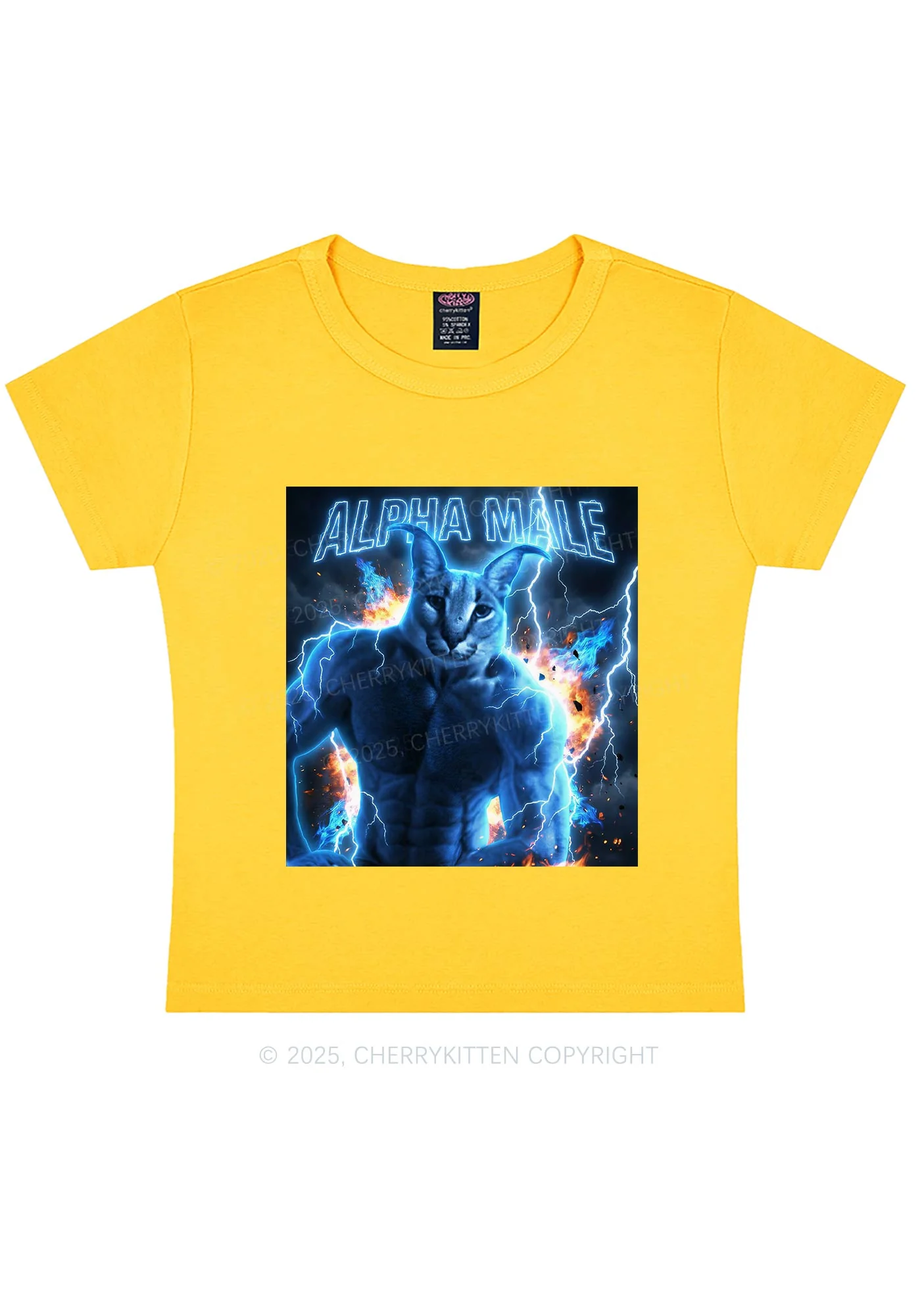Alpha Male Floppa Y2K Baby Tee Cherrykitten - Image 8