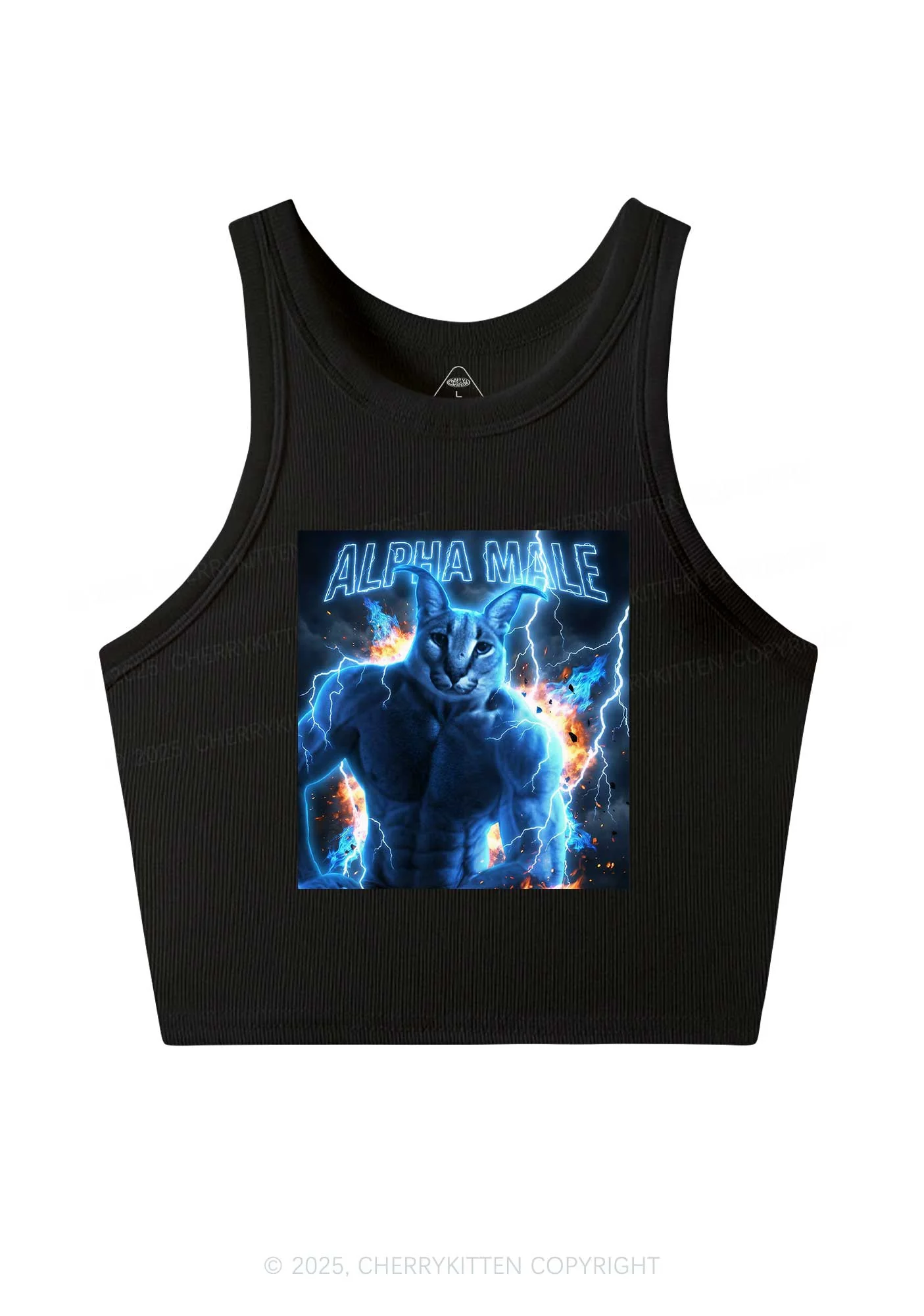 Alpha Male Floppa Y2K Crop Tank Top Cherrykitten - Image 3