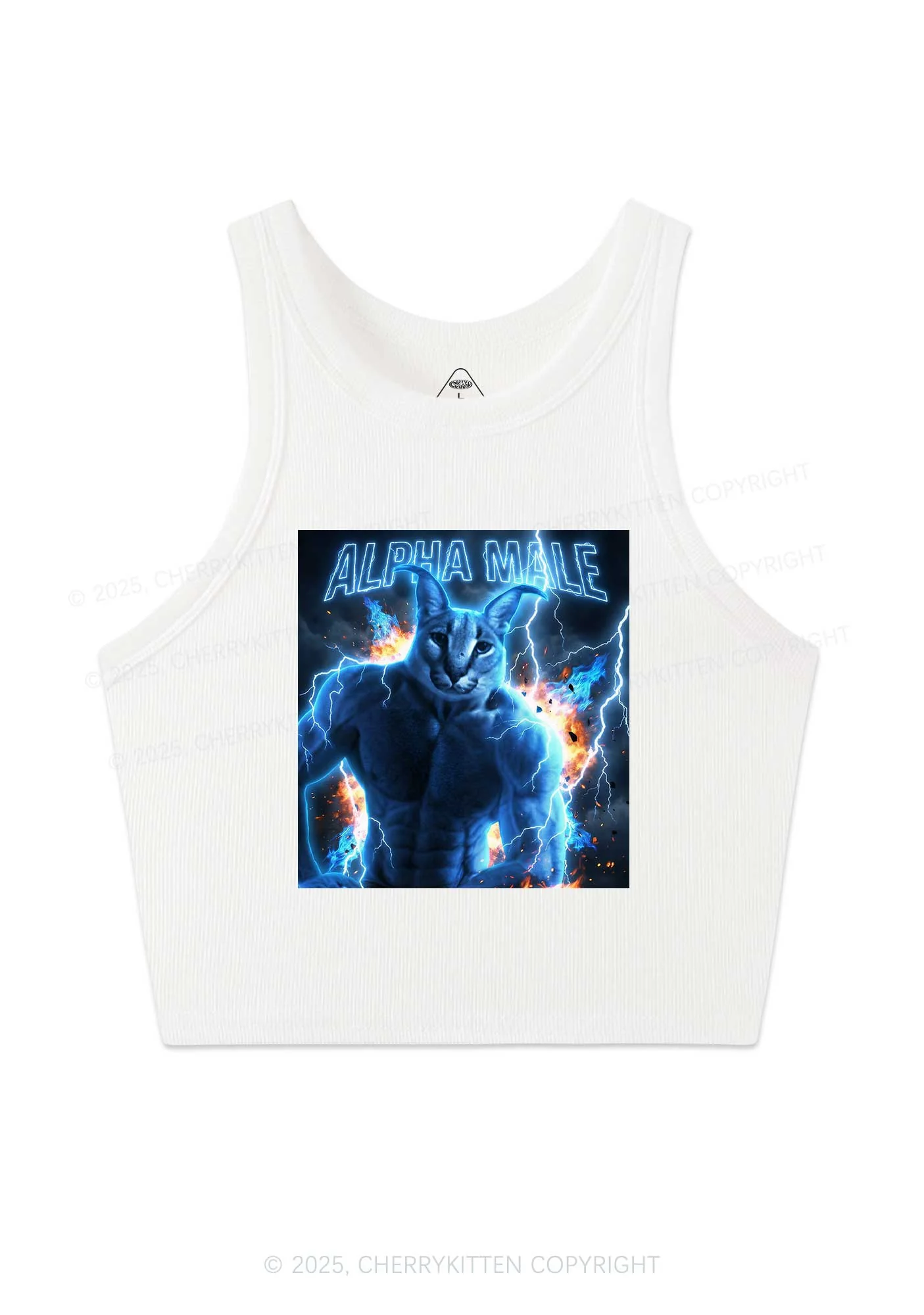 Alpha Male Floppa Y2K Crop Tank Top Cherrykitten - Image 4