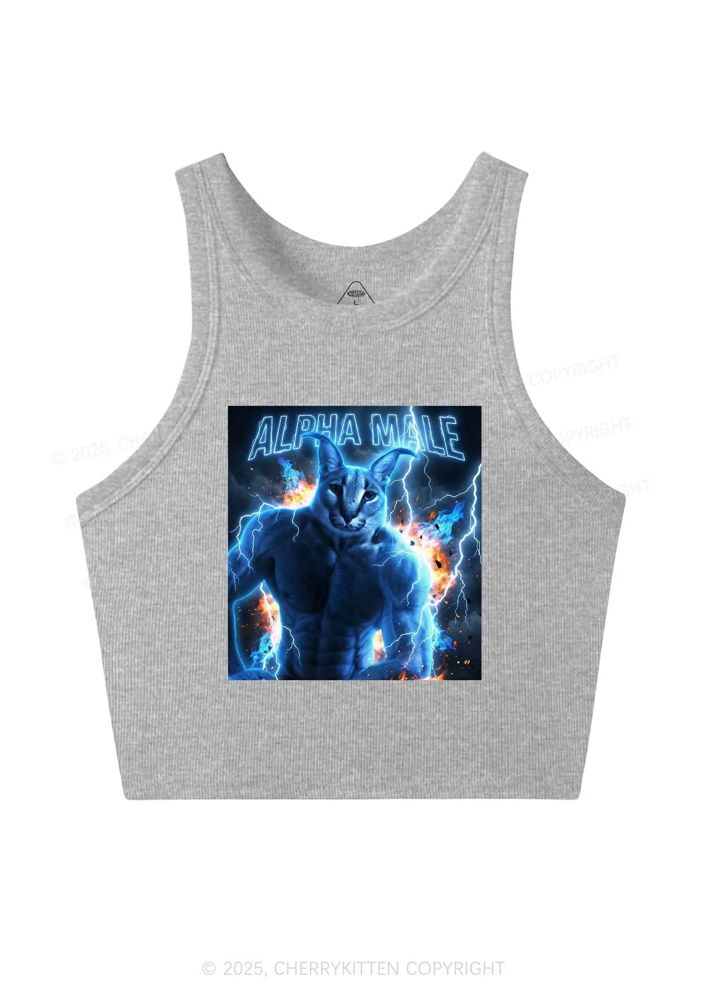 Alpha Male Floppa Y2K Crop Tank Top Cherrykitten - Image 5