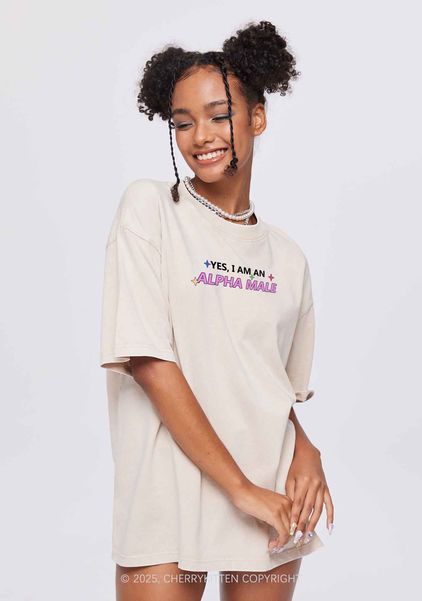 Alpha Male Two Sides Pride Y2K Shirts Washed Tee Cherrykitten - Image 2